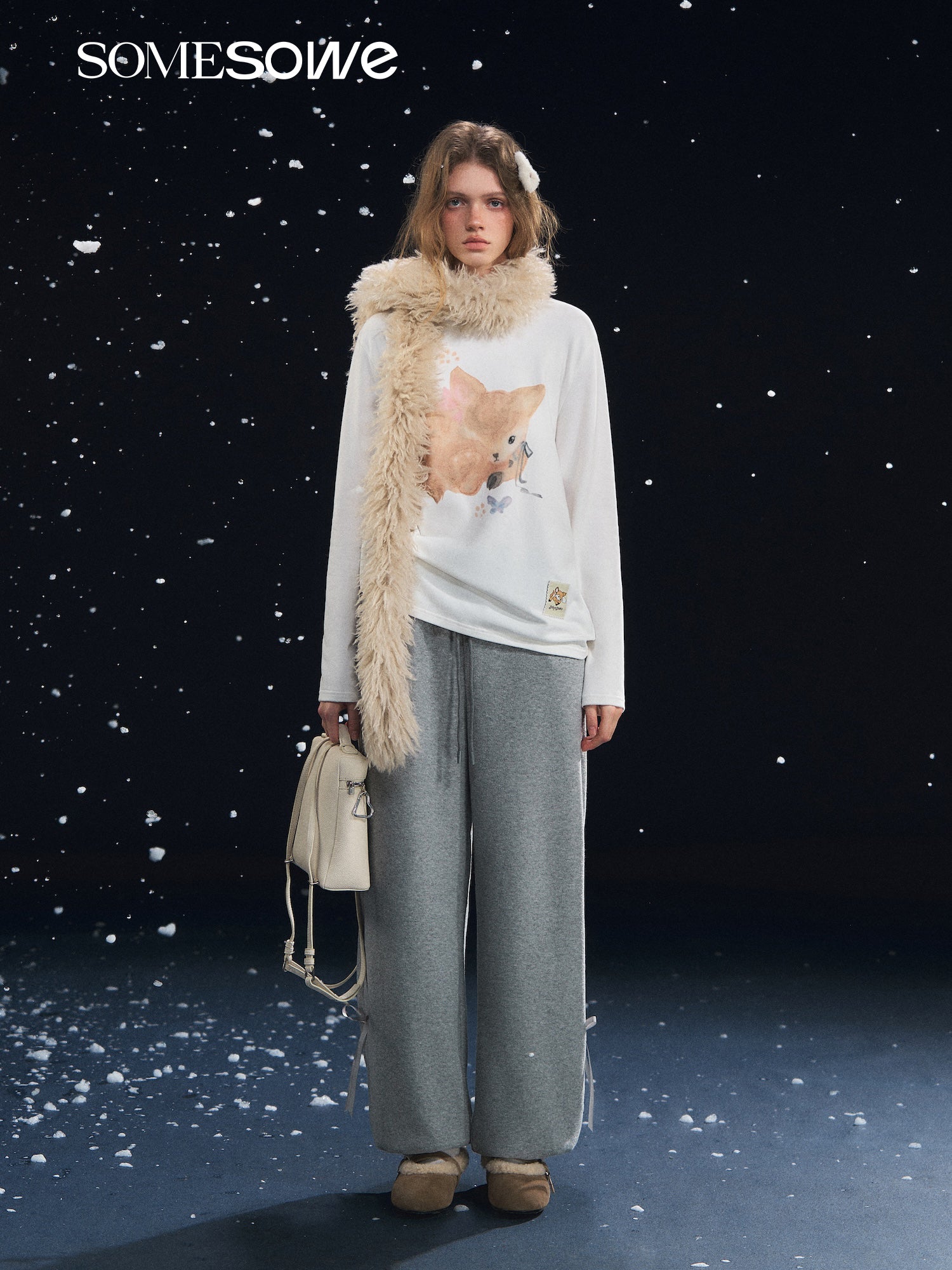 SOMESOWE S2508325 Deer velvet long sleeved T-shirt