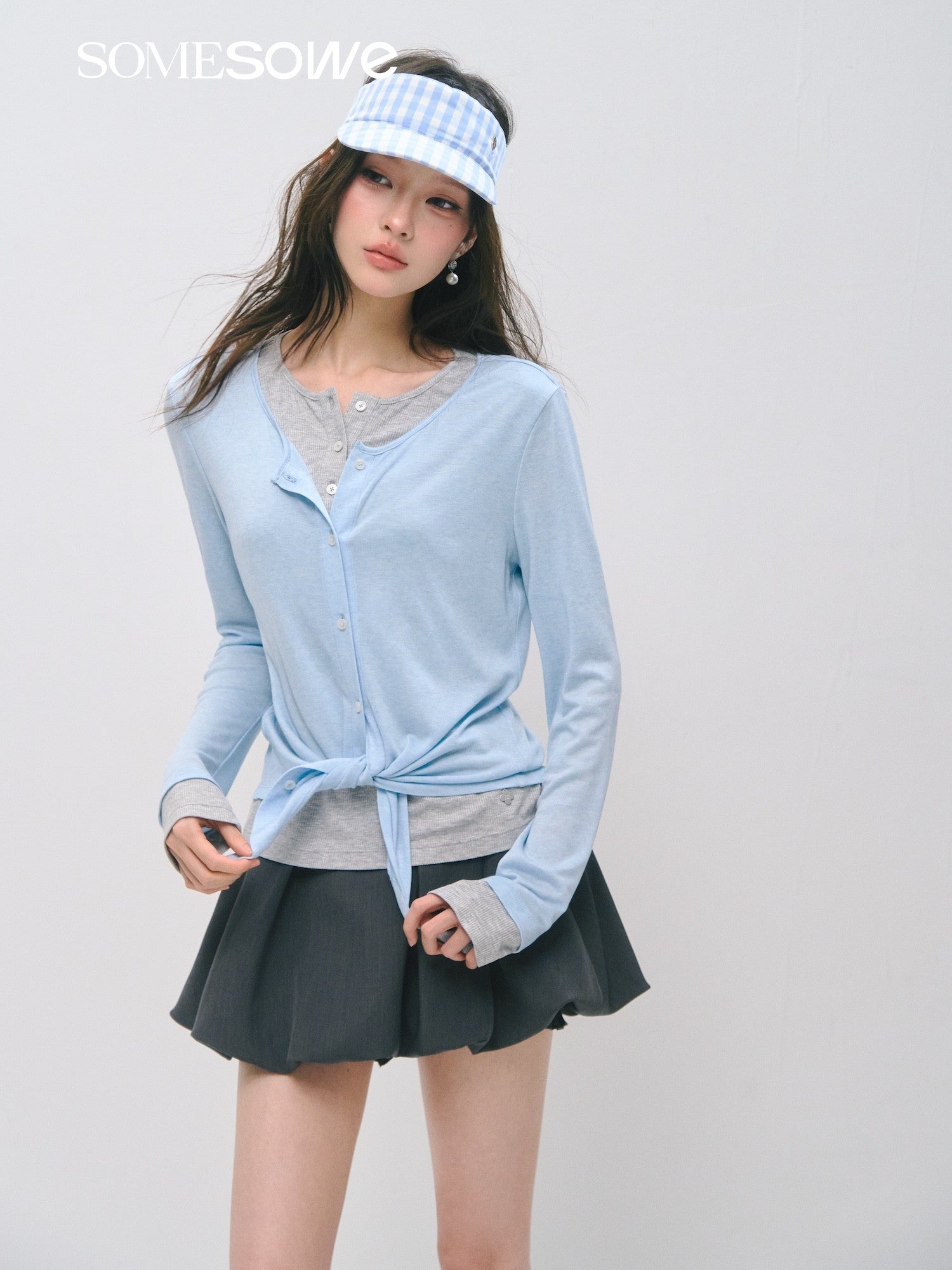 SOMESOWE S2509036 Layered faux two-piece lyocell wool long-sleeved T-shirt
