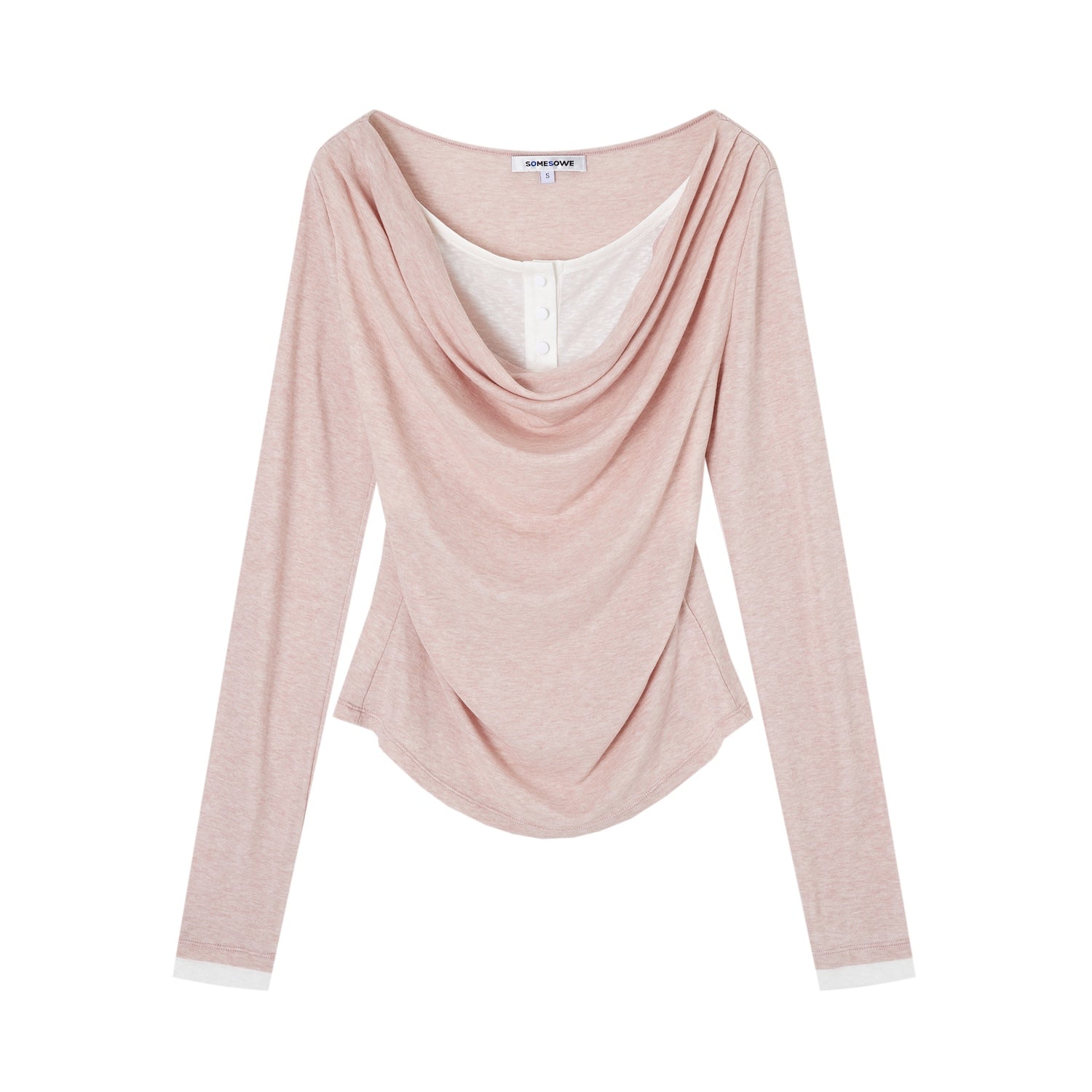 SOMESOWE S2509021 Fake Two Swinging Collar Waist Long Sleeve T-shirts