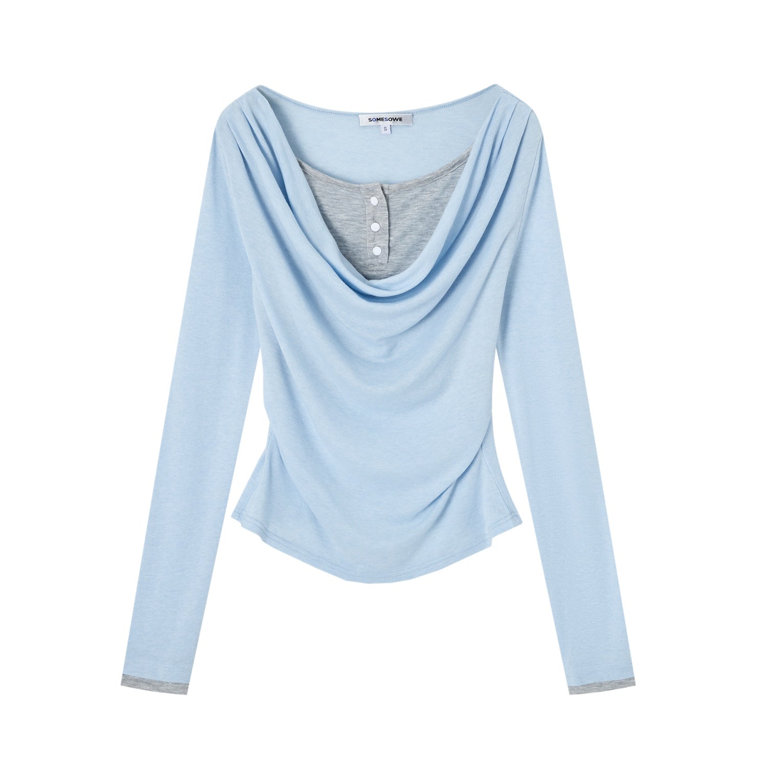 SOMESOWE S2509021 Fake Two Swinging Collar Waist Long Sleeve T-shirts