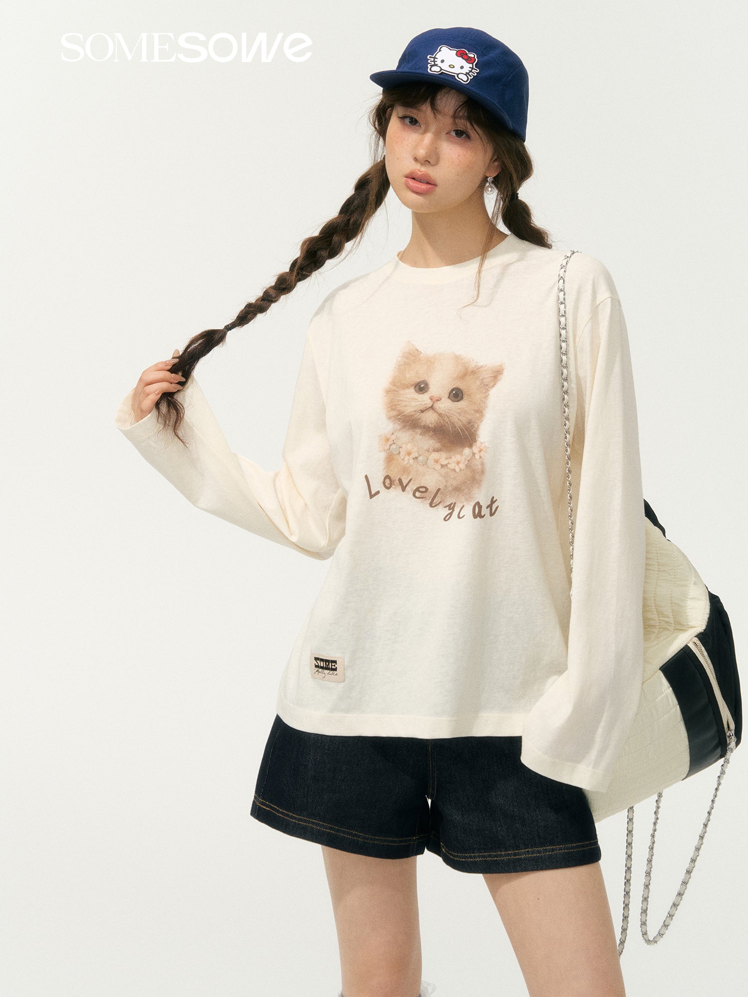SOMESOWE S2508073 Cute Pet Printed Long Sleeve T-shirt