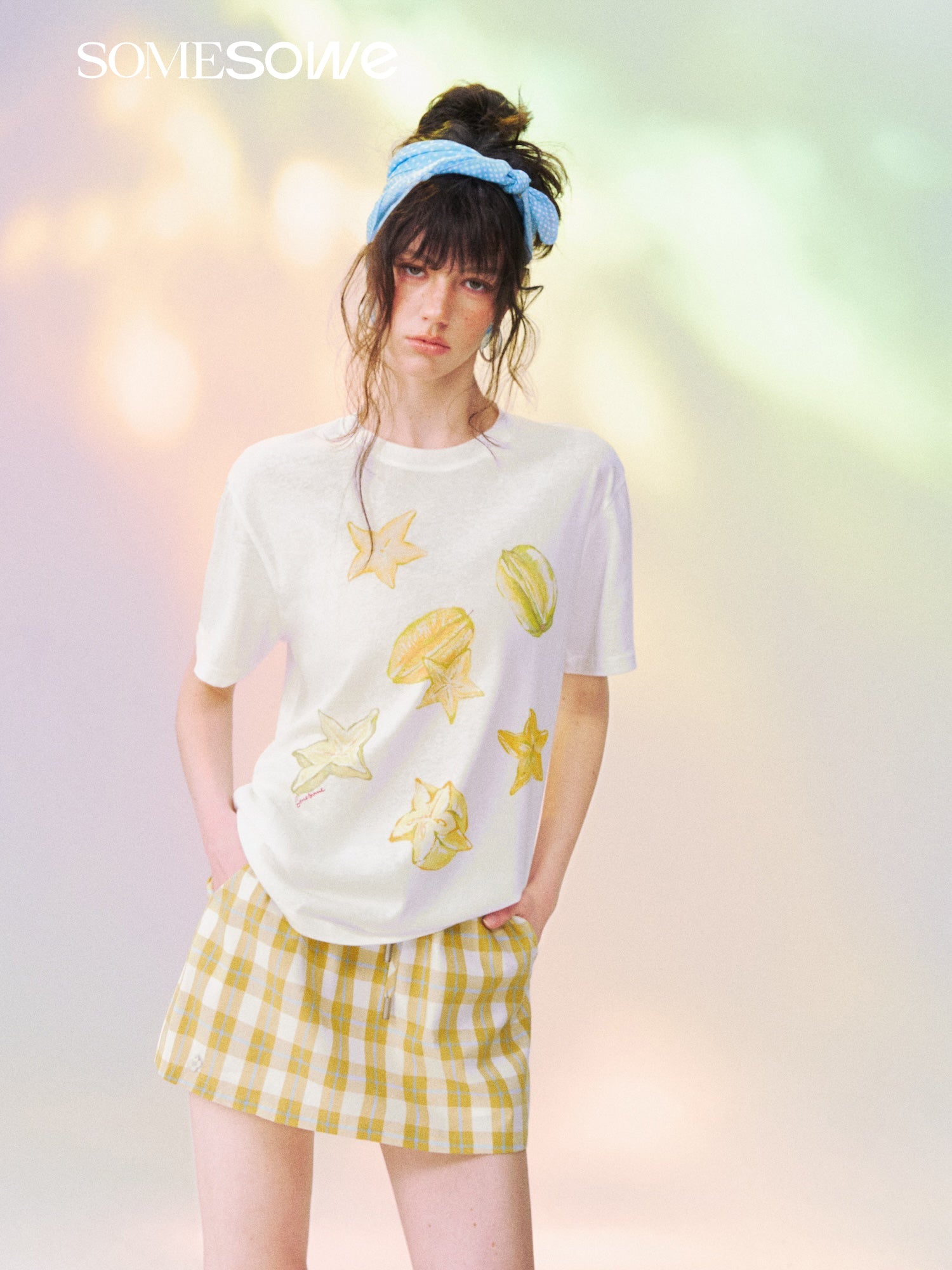 SOMESOWE S2609139 Colorful Starfruit Graphic Casual Short Sleeve T-Shirt