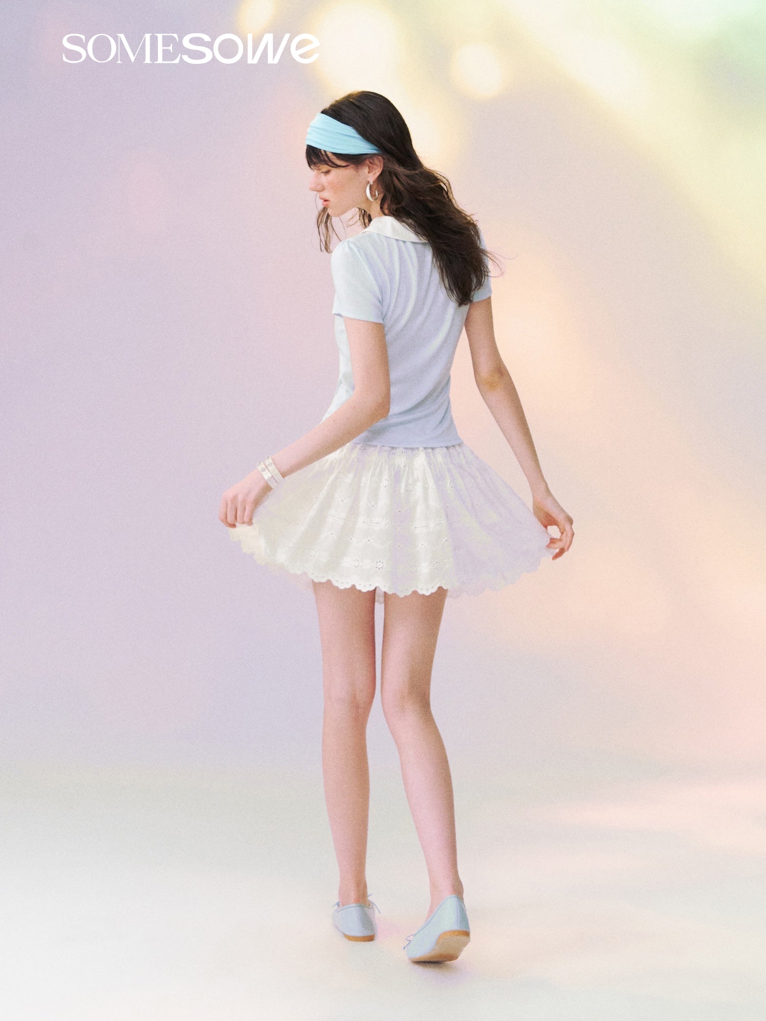 SOMESOWE S2609136 Fake Two-Piece Peter Pan Collar Short Sleeve T-Shirt