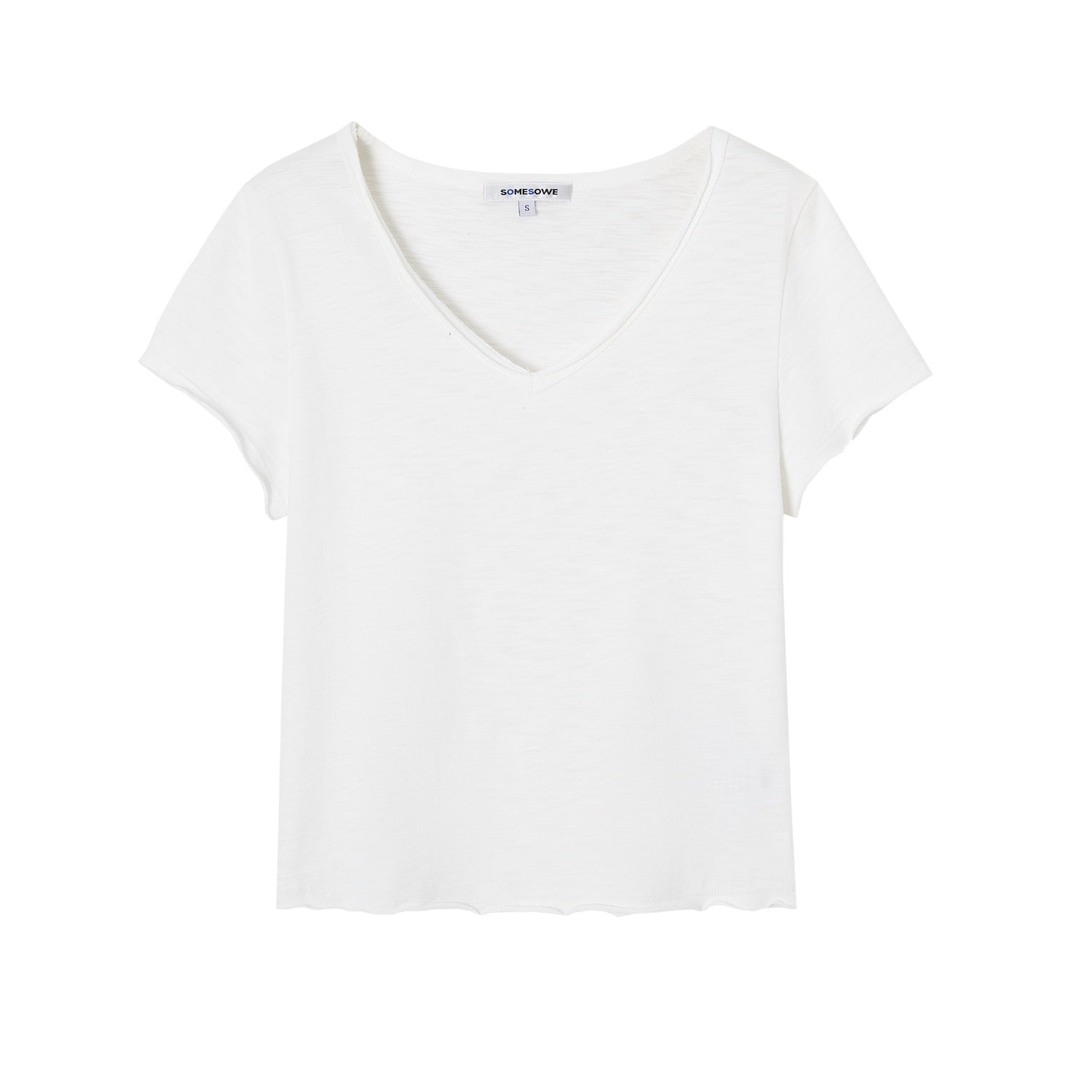 SOMESOWE S2609102 Bamboo cotton initial cut V-neck T-shirt