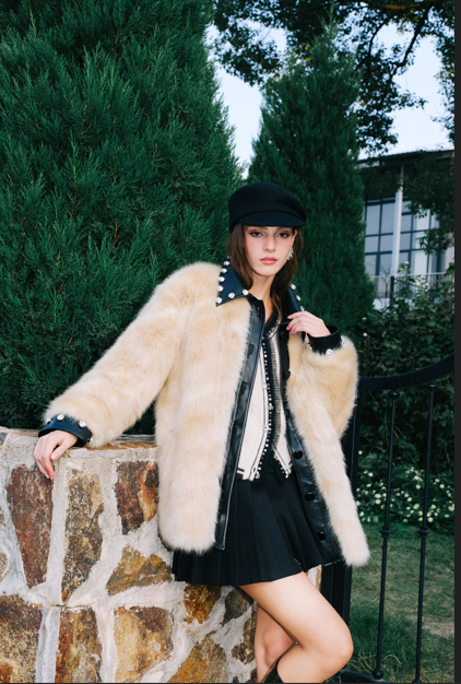 DIANA VEVINA D42W16ZY9022X leather feel fur jacket