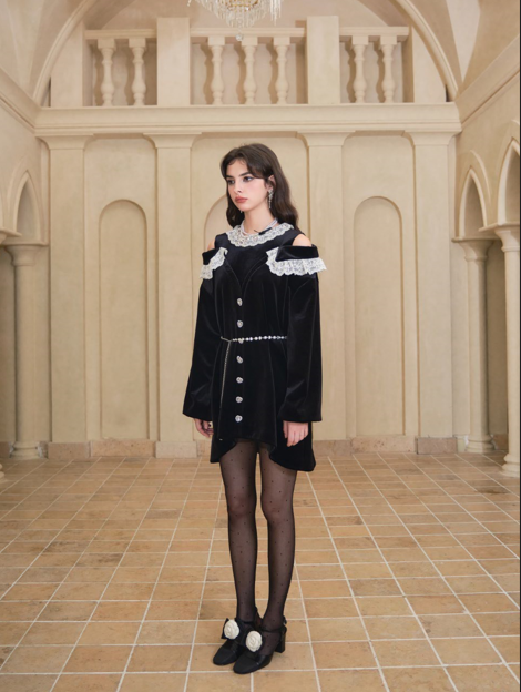 DIANA VEVINA D42W51W9312L black love velvet dress