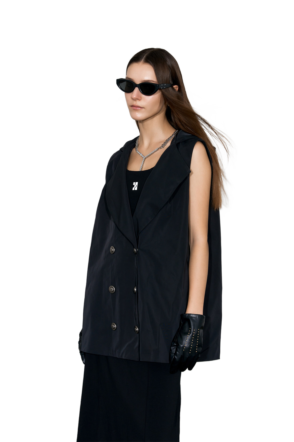 YJ1NGZYZJ Hooded Double-Breasted Waistcoat