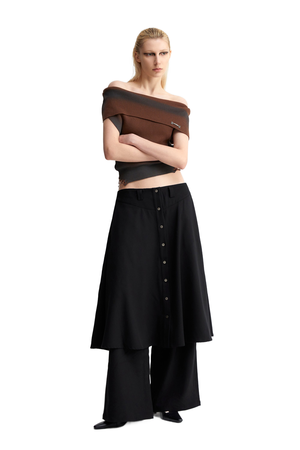 YJ1NGZYZJ One Shoulder Knit Top In Brown