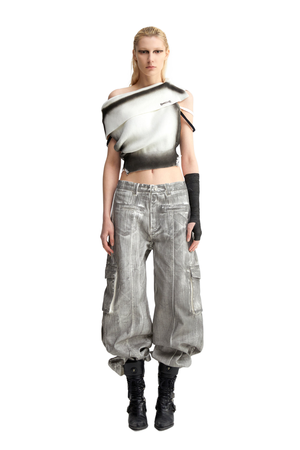 YJ1NGZYZJ One Shoulder Knit Top In White