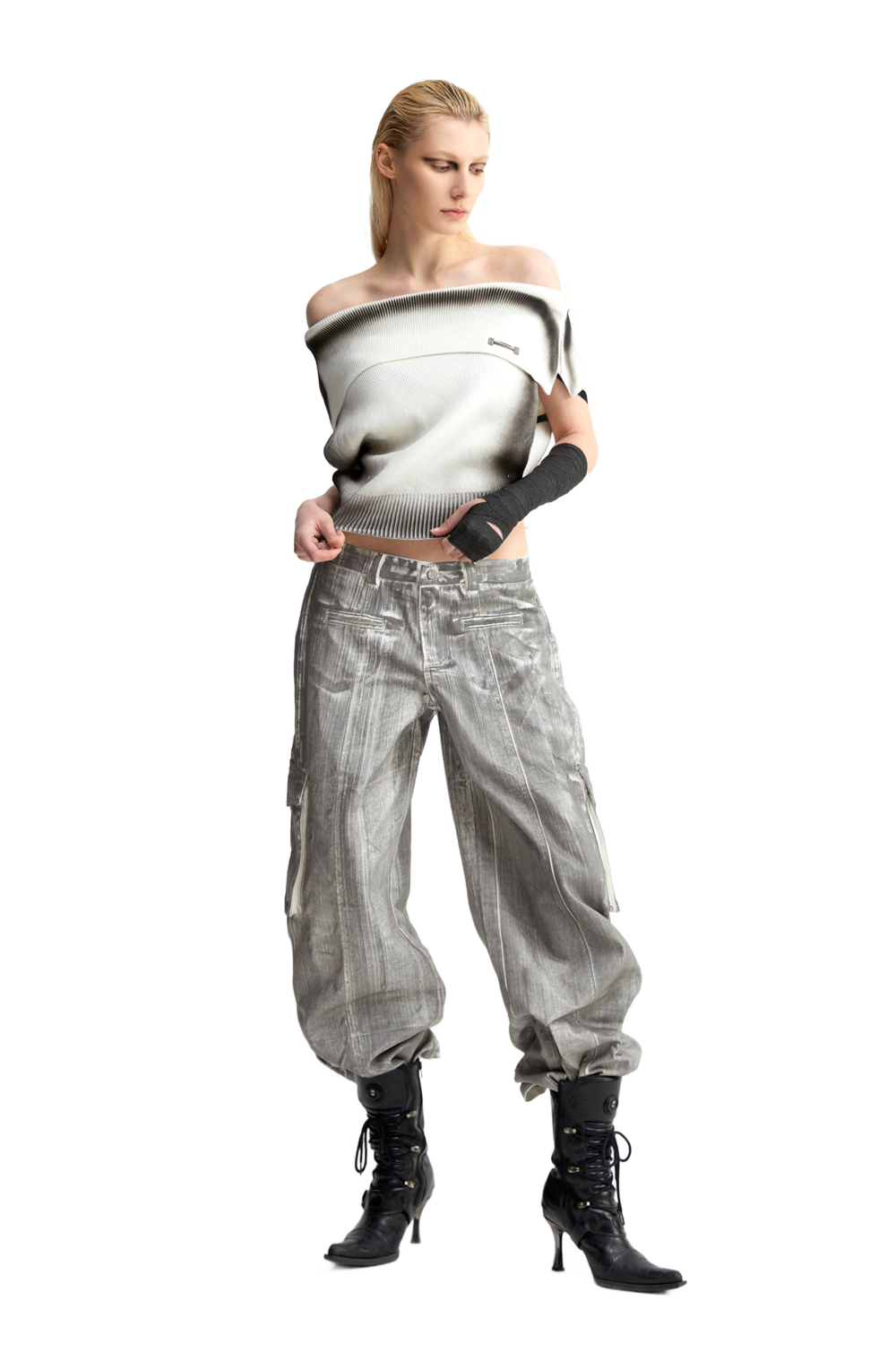 YJ1NGZYZJ One Shoulder Knit Top In White