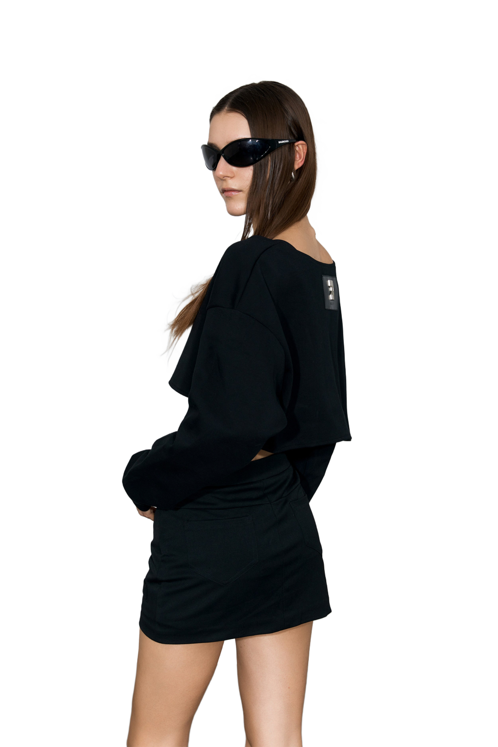 YJ1NGZYZJ Scoop-Neck Cropped Jacket In Black
