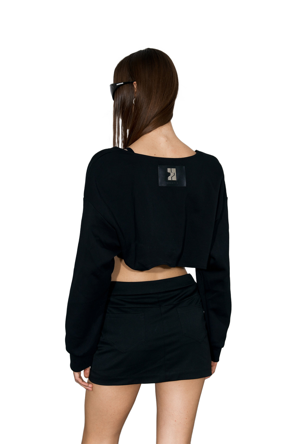 YJ1NGZYZJ Scoop-Neck Cropped Jacket In Black