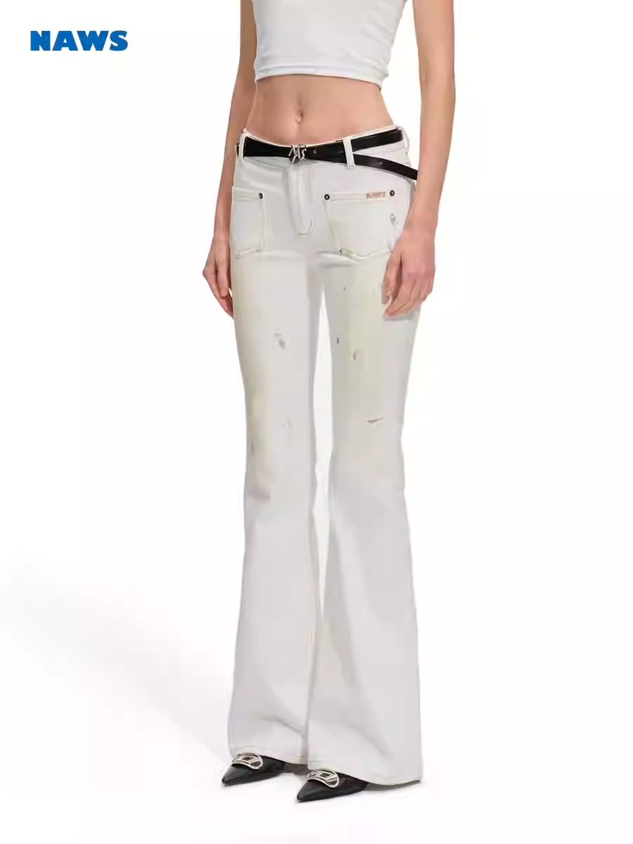 NAWS Polar Collection White Flared Jeans