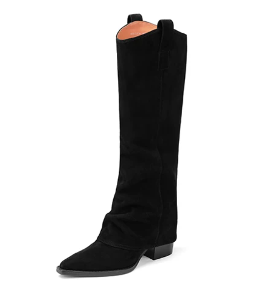 BREADTREE Slouchy Knee-High Pointed Toe Riding Boots