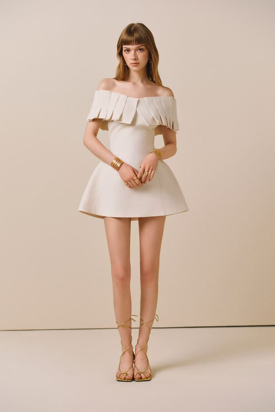 CICI HAZELINA Off-shoulder Mini Dress (2color)