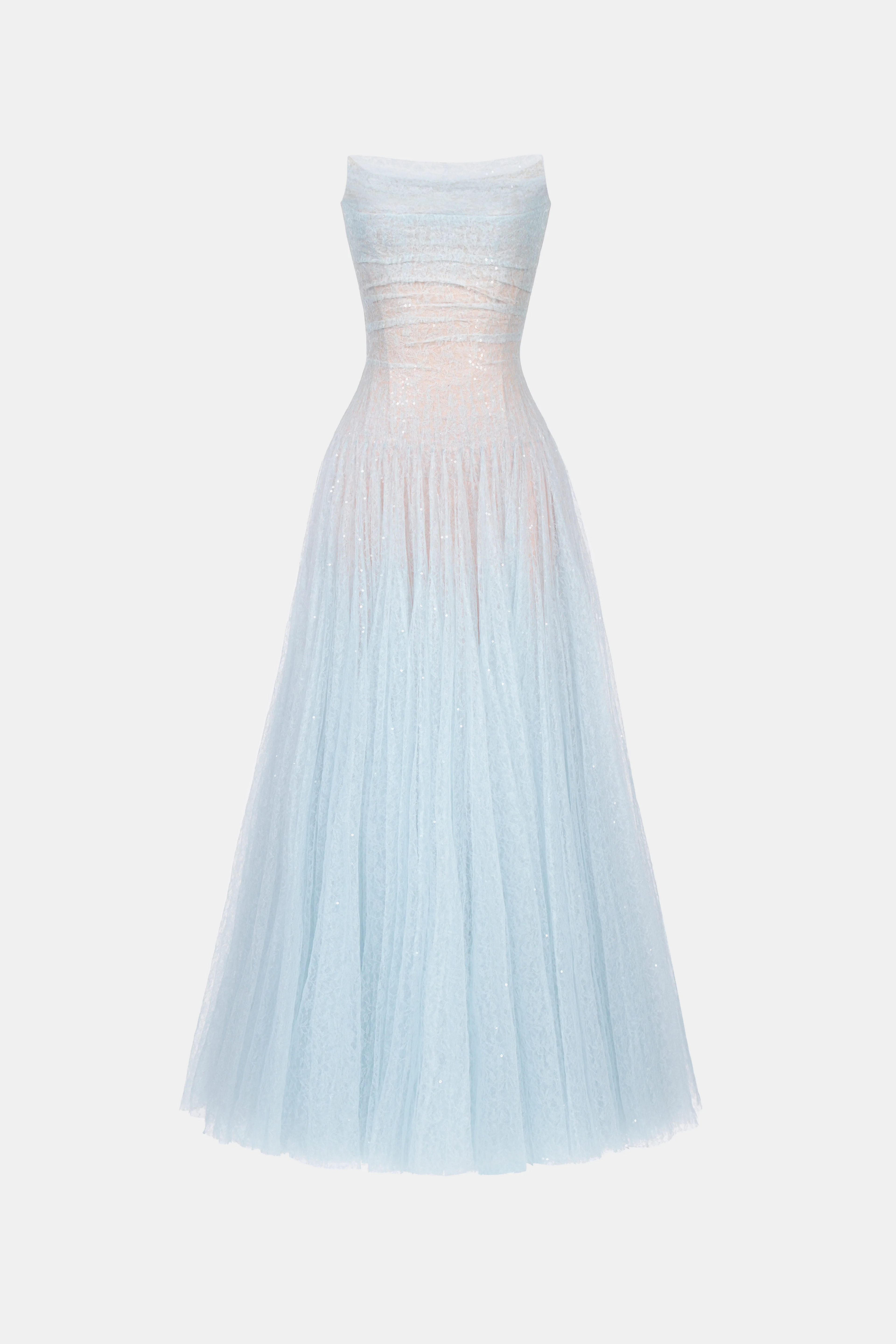 Montsand Draped Lace Maxi Dress-Blue