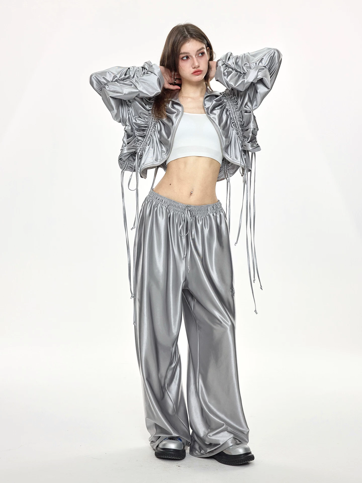 Nova Street Metallic Satin Drawstring Set(SEPERATE)