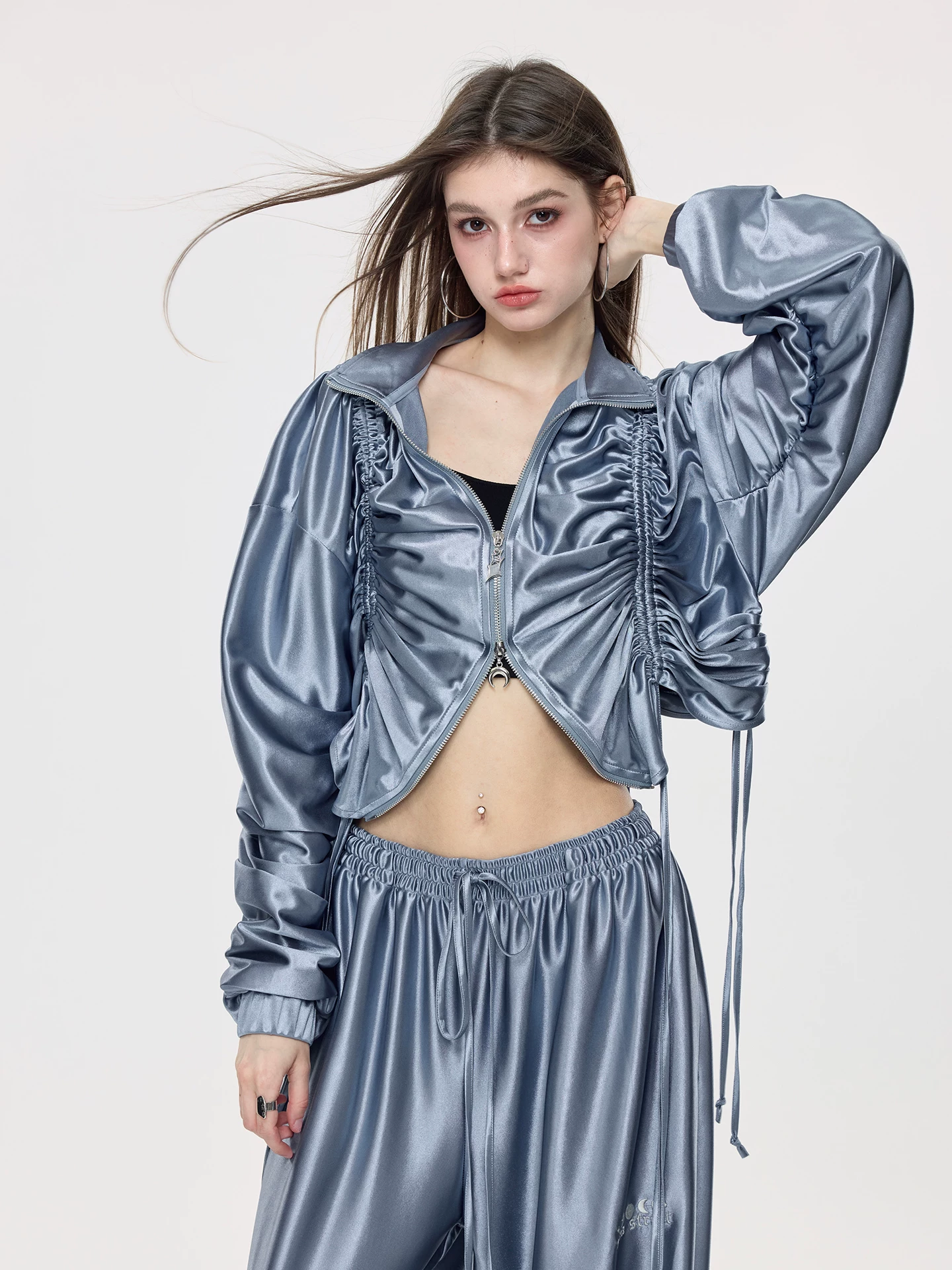 Nova Street Metallic Satin Drawstring Set(SEPERATE)