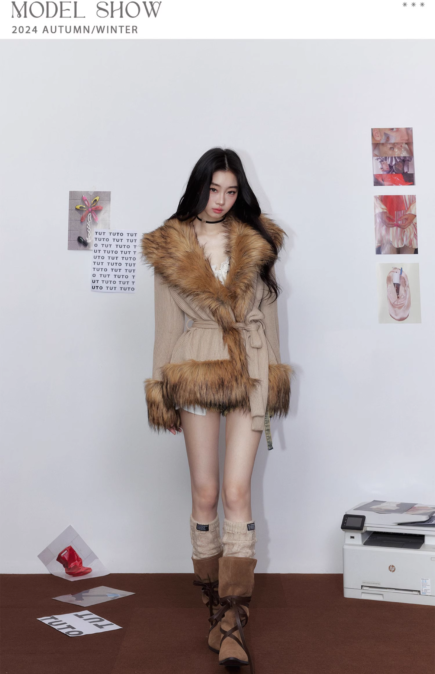 Tut tuto Lazy style knitted fur jacket