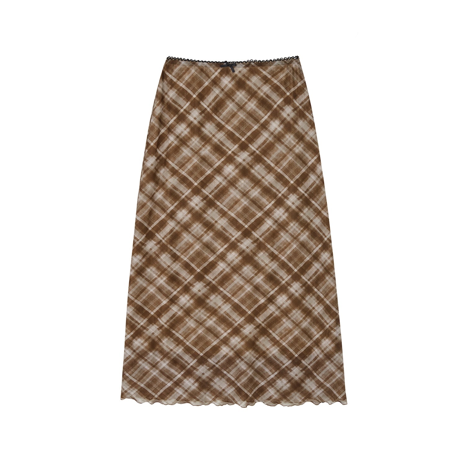 SOMESOWE S2508092 Plaid mesh elastic skirt