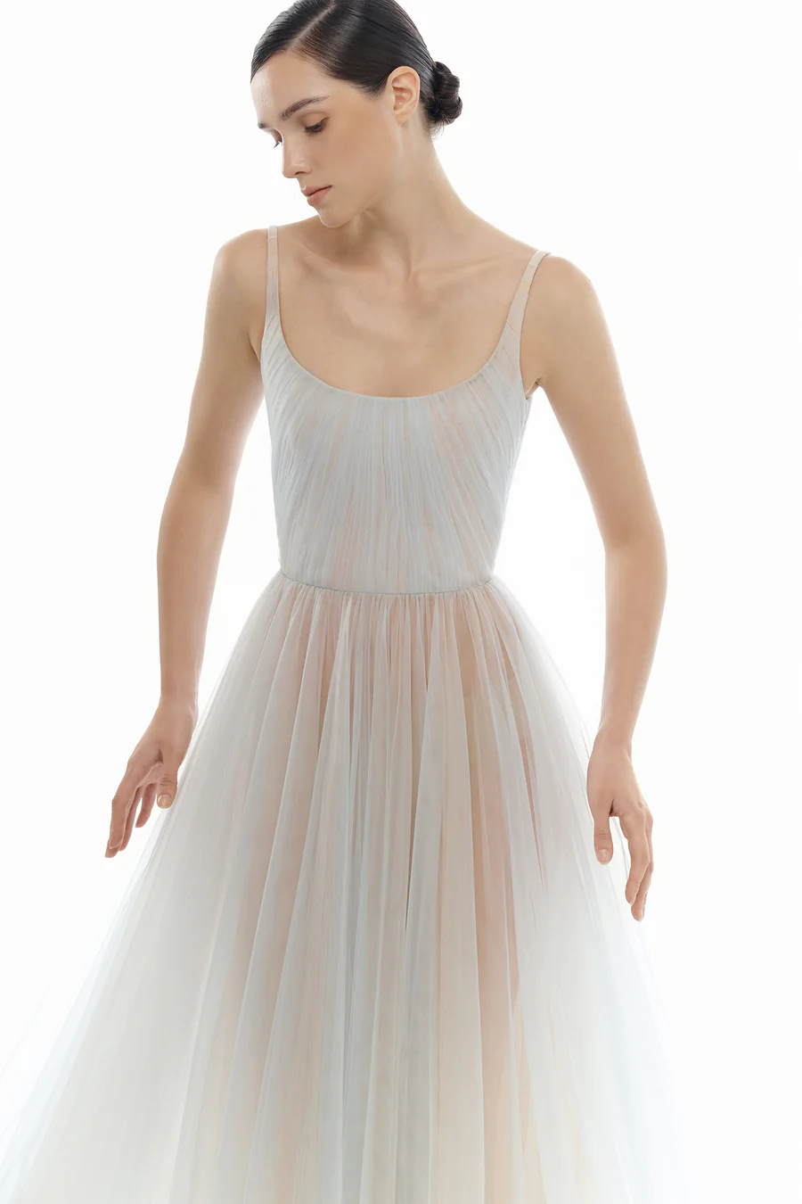 Montsand Blue Draped Tulle Dress