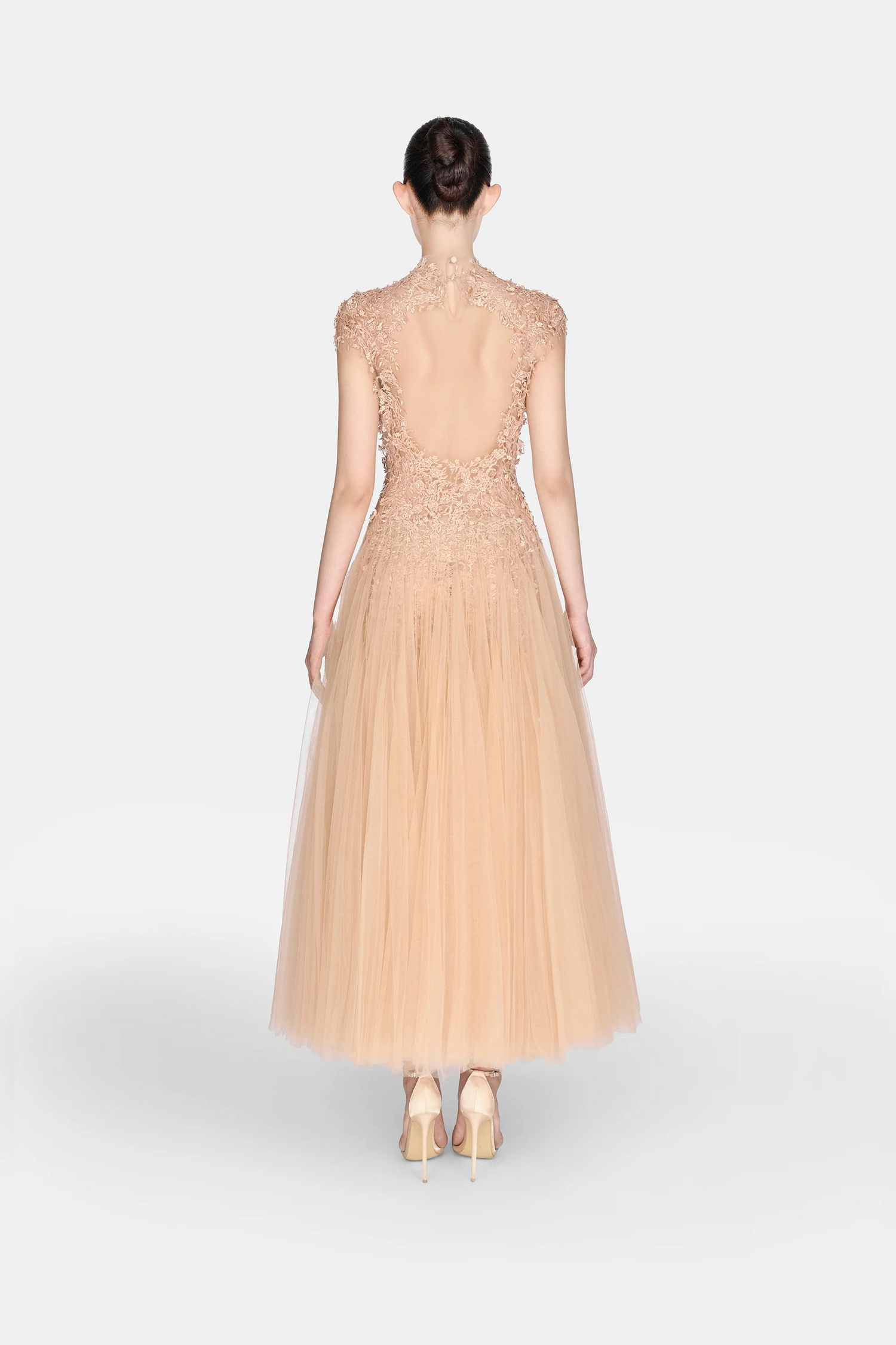 Montsand Peach Ombré Cut-Out Lace Dress