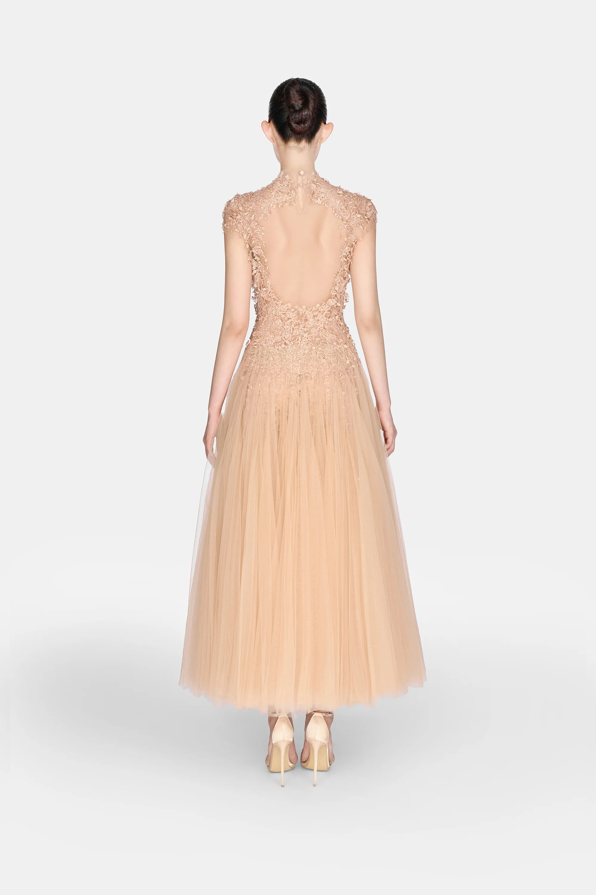 Montsand Peach Ombré Cut-Out Lace Dress