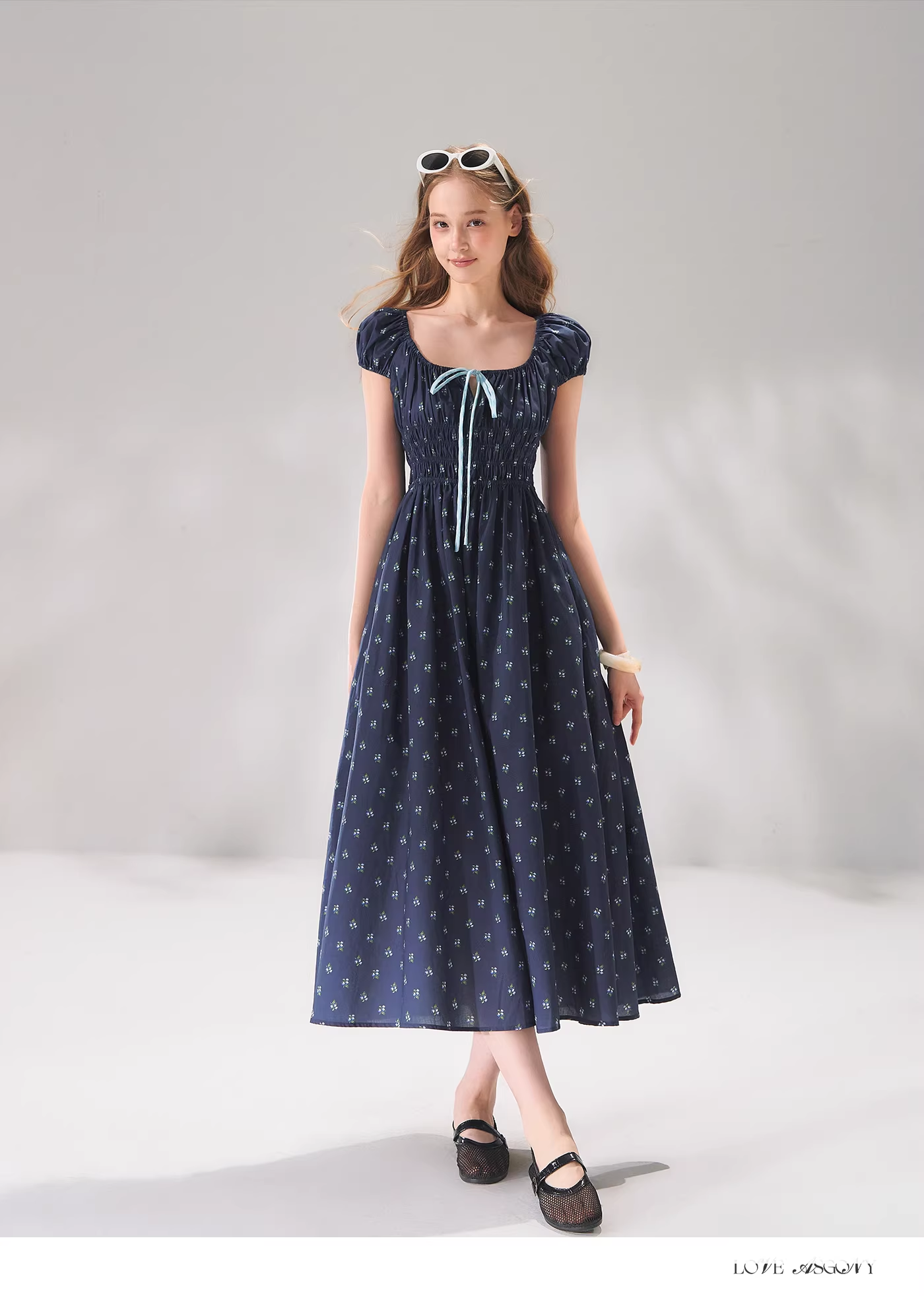AsGony ASG26078&ASG26079 Floral waist tie madi dress & maxi dress