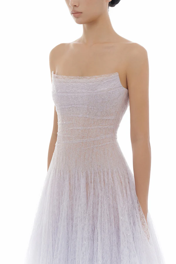 Montsand Draped Lace Maxi Dress-Violet