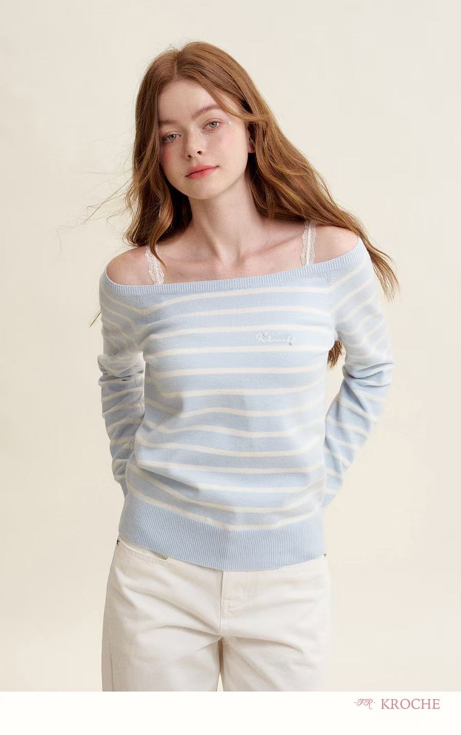 Kroche Striped loose knit sweater