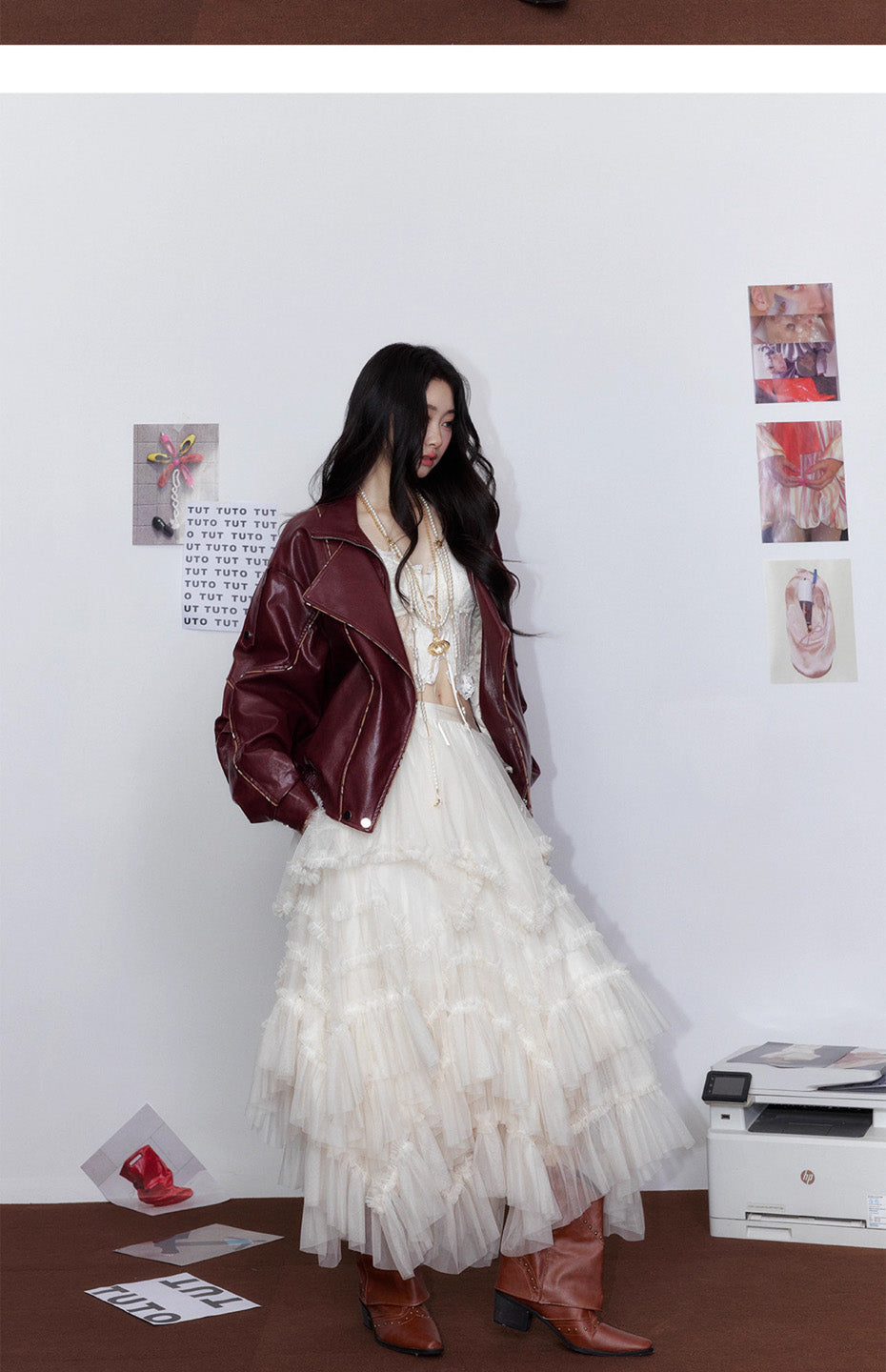 Tut tuto Loose collared motorcycle leather jacket