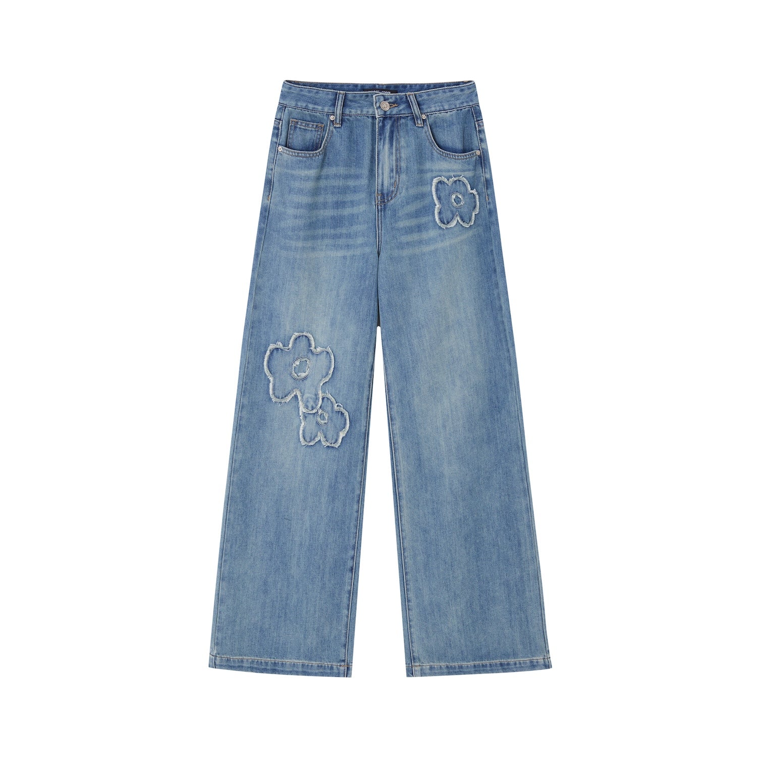 SOMESOWE S2508089 Hairy flower patch denim jeans
