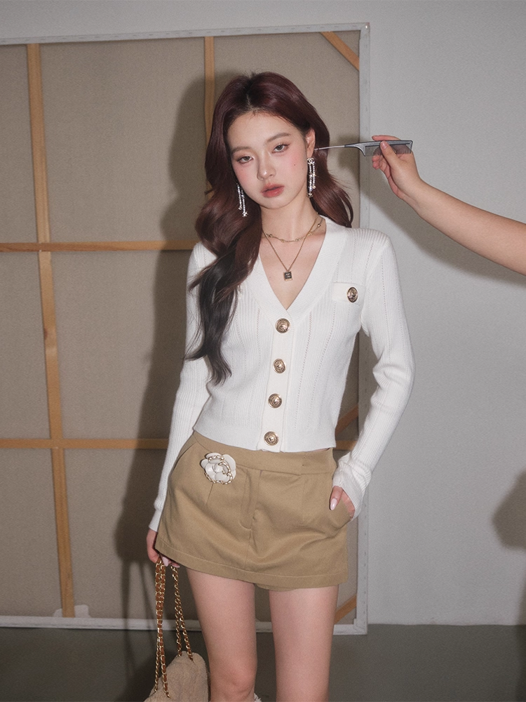 OLIVIA DUO DSY25352 Gold Buttons Knit Top(2color)