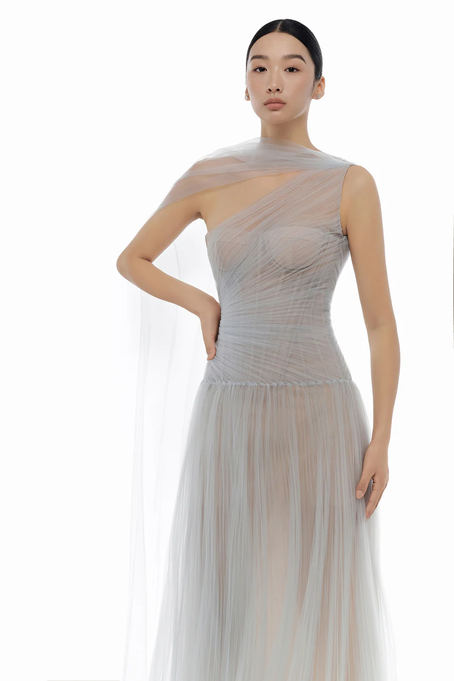 Montsand Draped Midi Dress-Blue