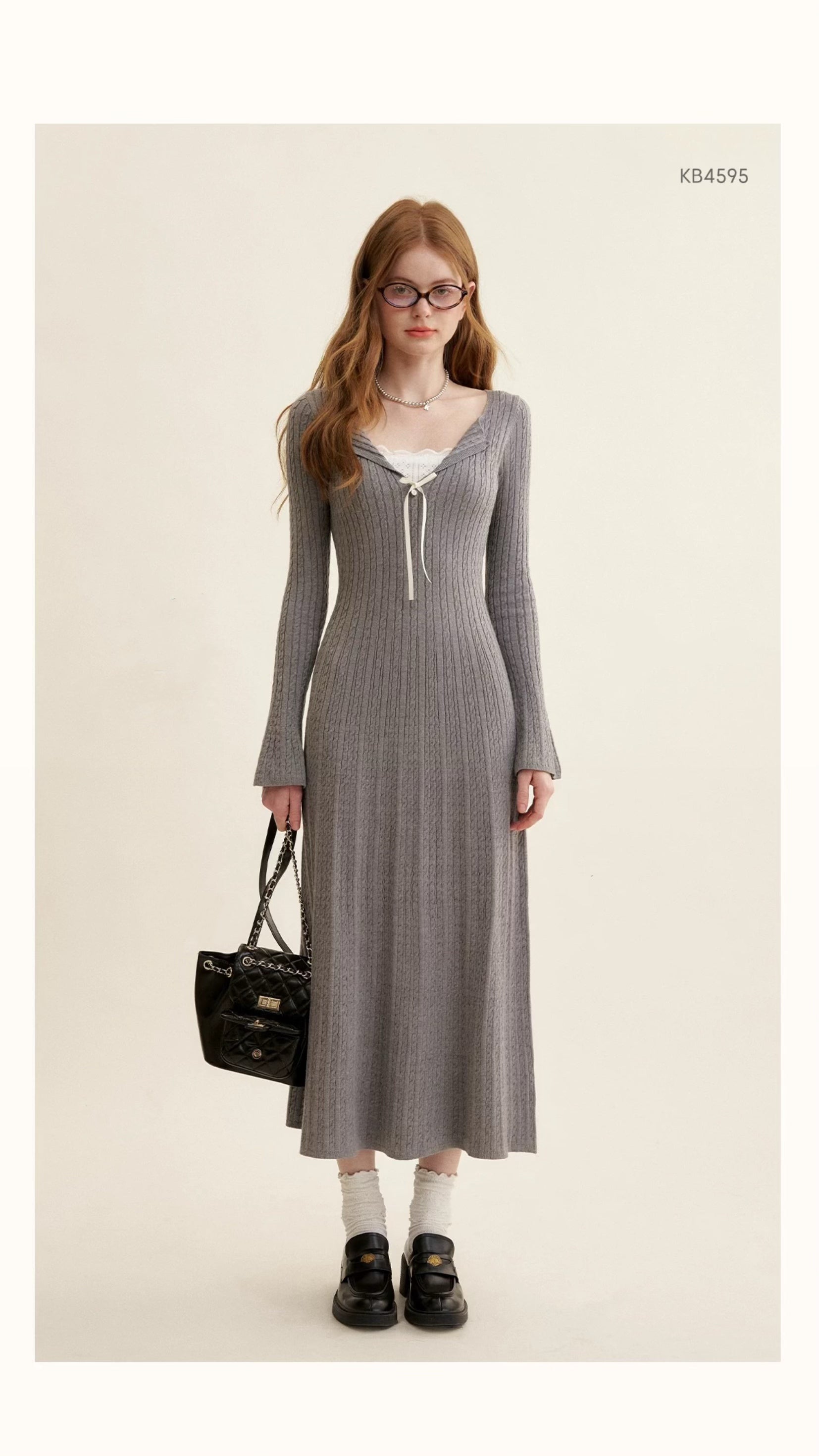 Kroche Lace Grey Knitted Dress