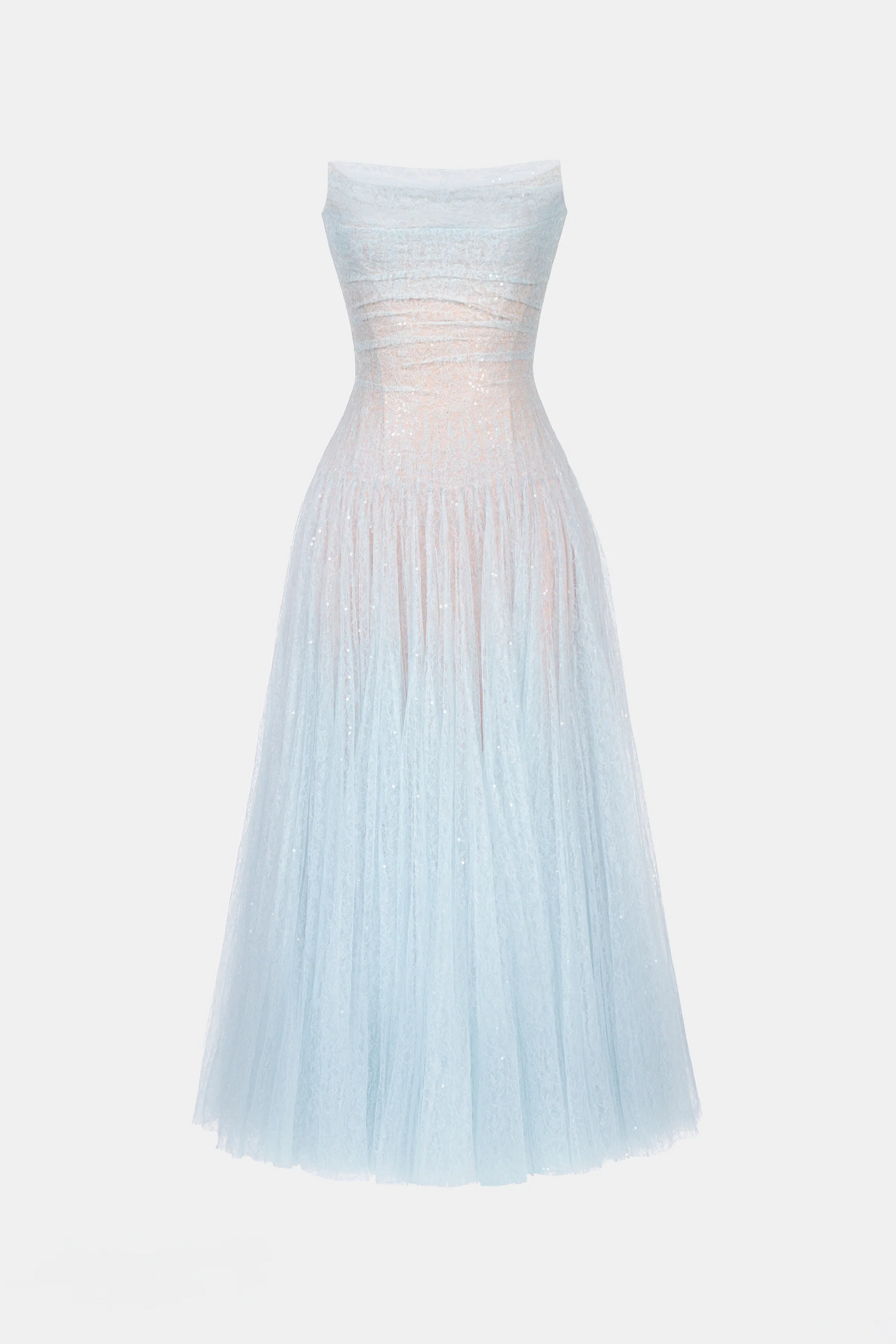 Montsand Draped Lace Midi Dress-Blue
