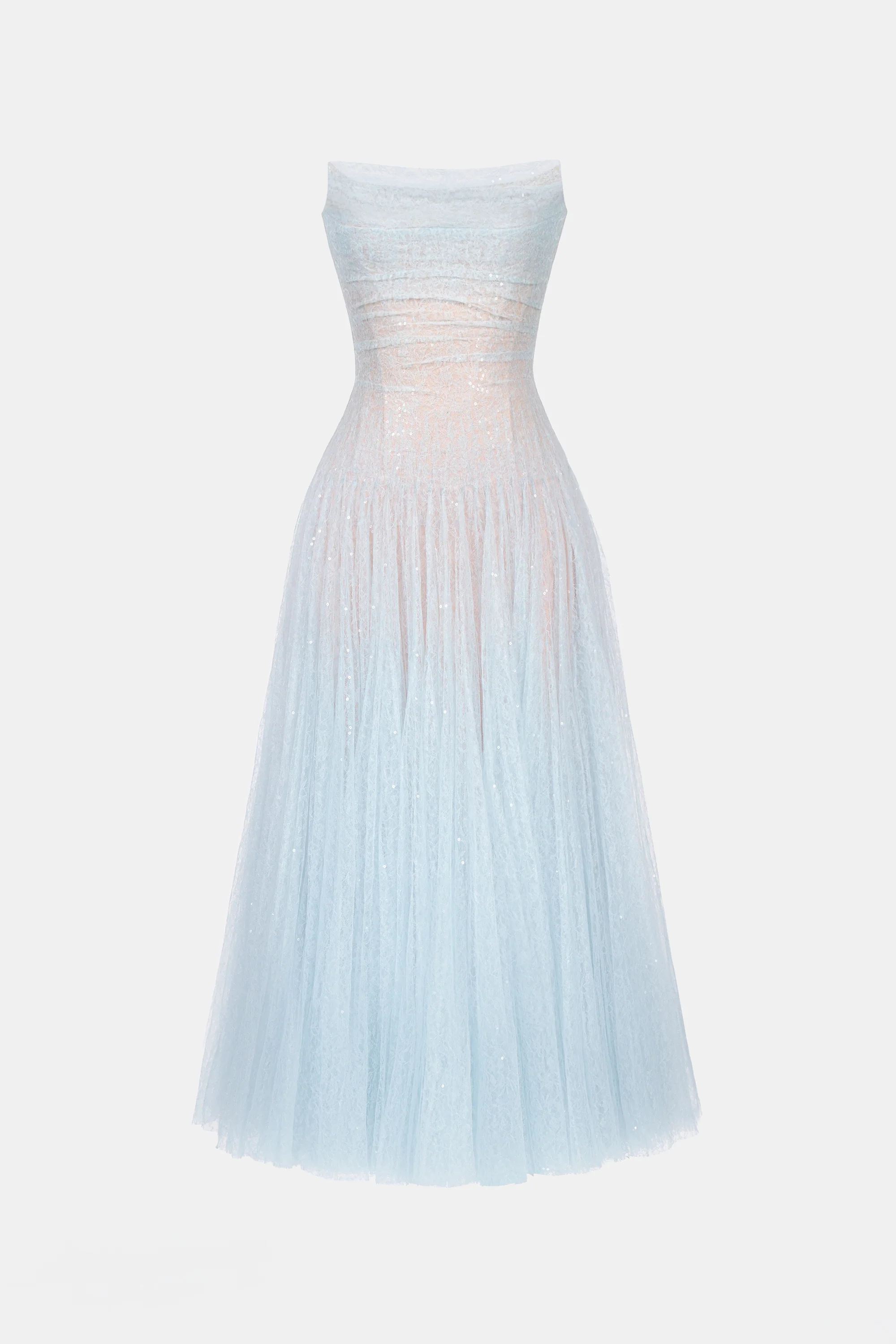 Montsand Draped Lace Midi Dress-Blue