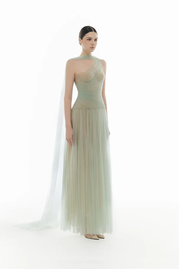 Montsand Draped Maxi Dress-Mint