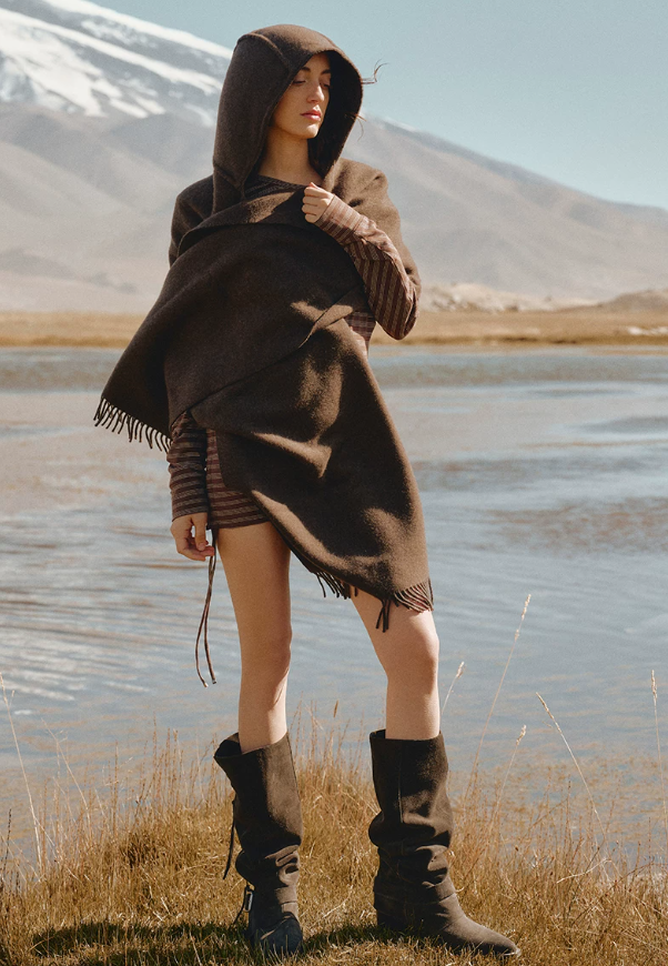 BREADTREE Fringe Zip High Boots(2color)
