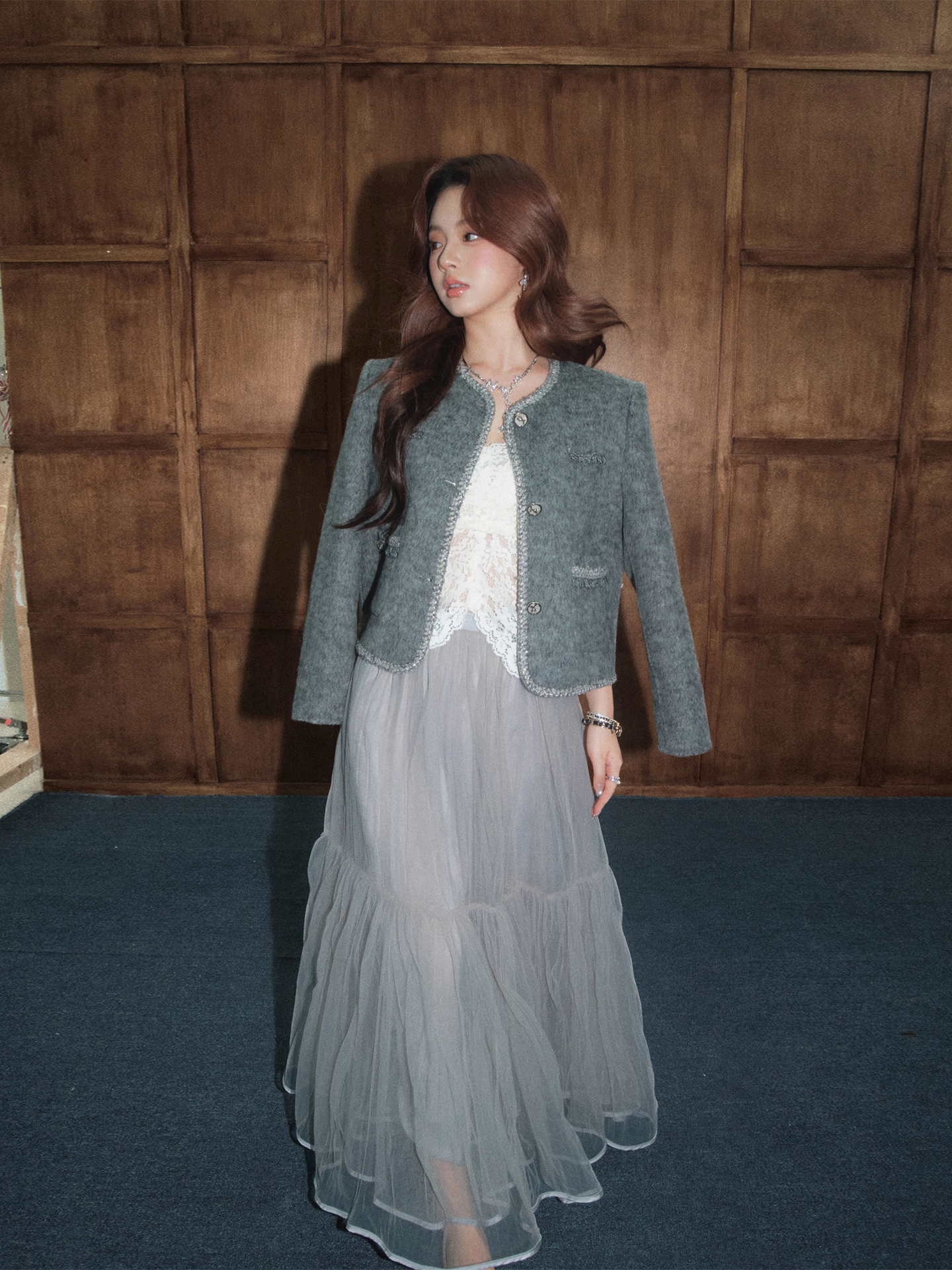 OLIVIA DUO DSY25398 Gray Bouclé Set(SEPERATE)