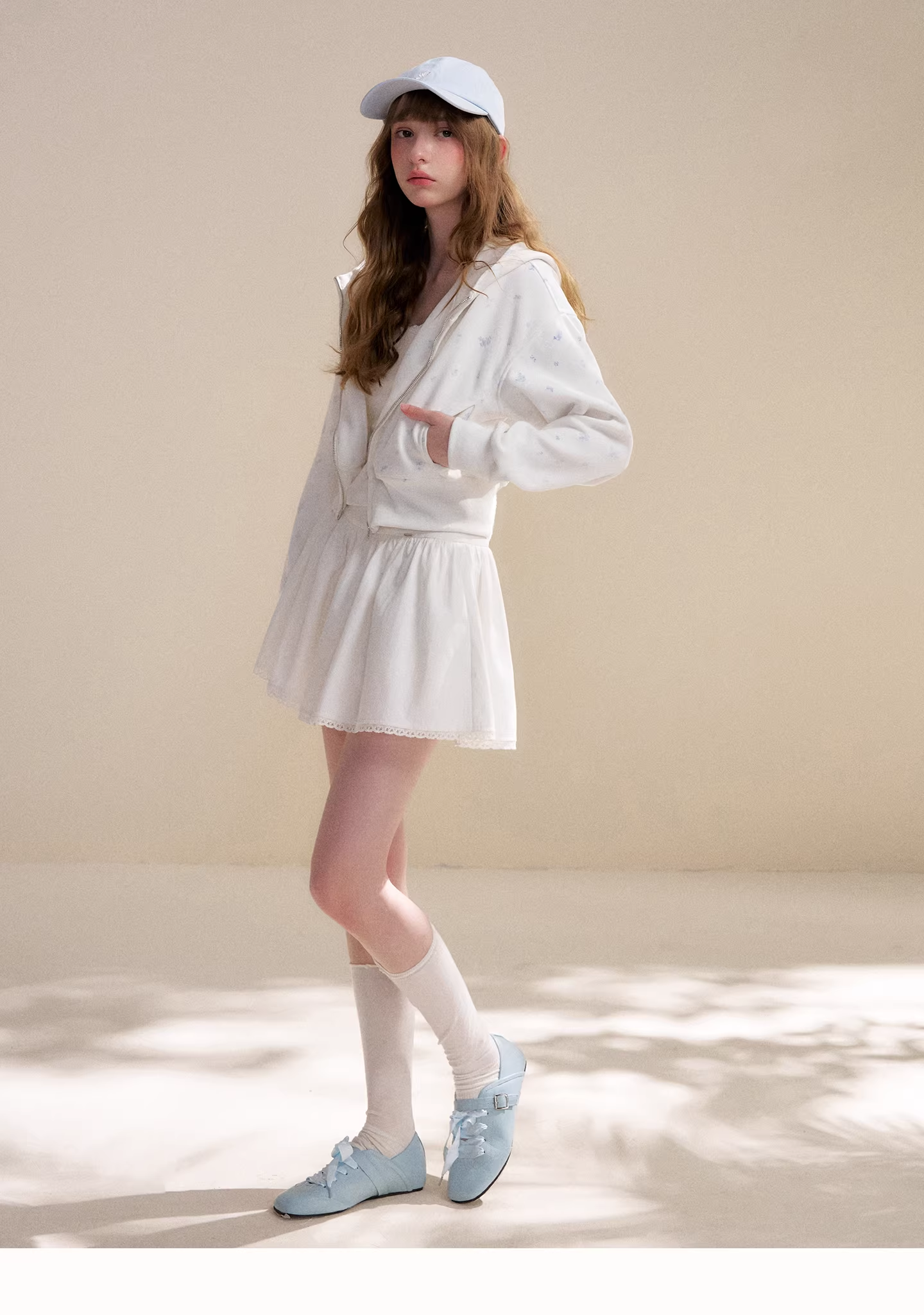 Kroche KZY4062&KZY4063 Rose print zipper hoodie + pants