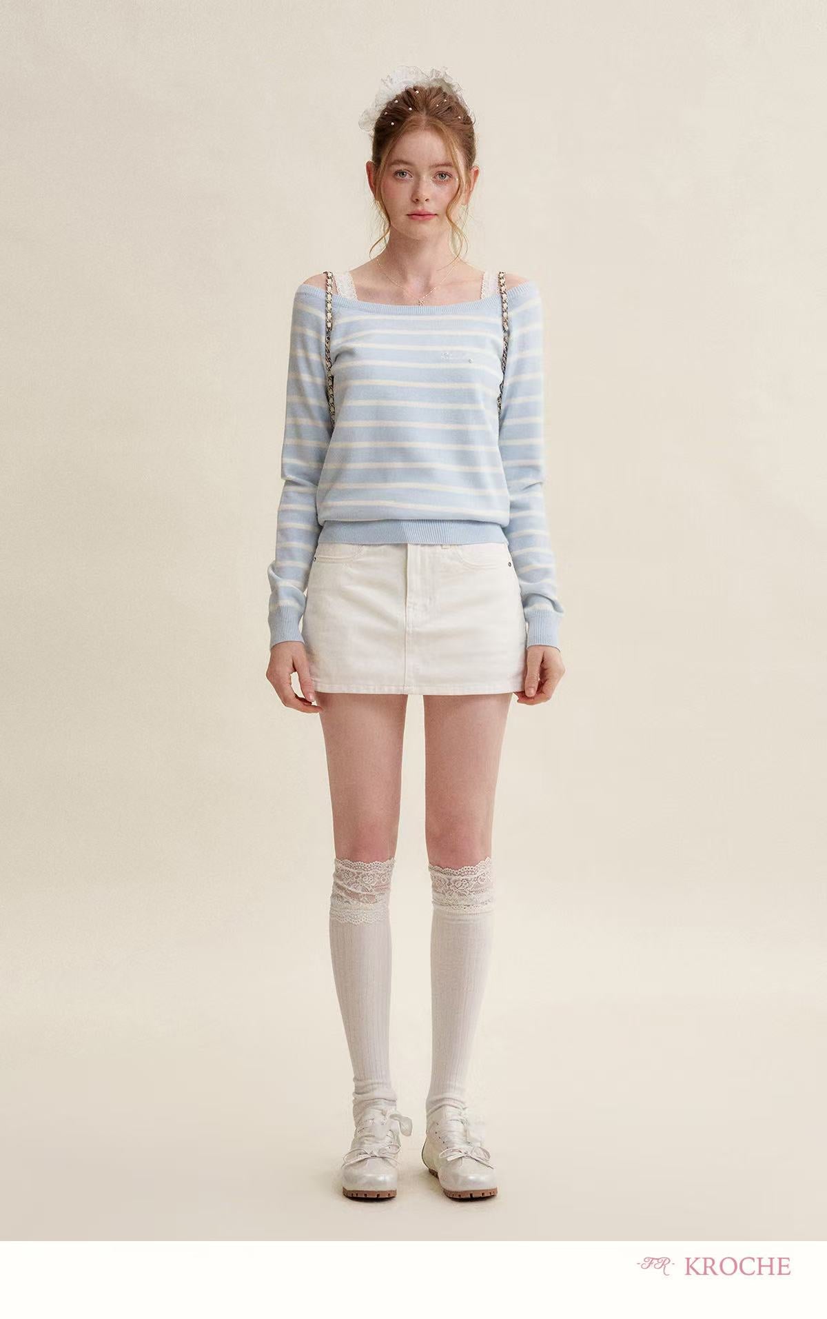 Kroche Striped loose knit sweater