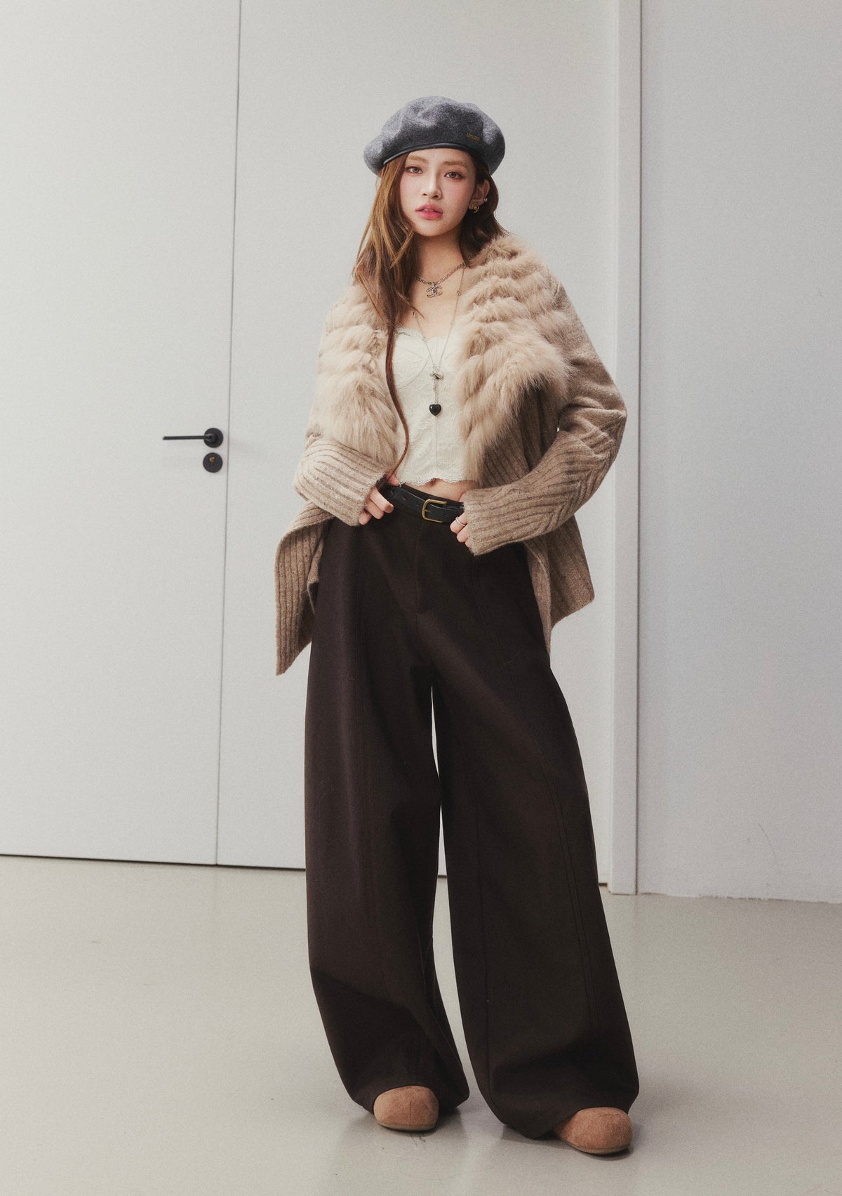 OTEBANBASS Ote260924 Fox Fur Collar Knit Sweater