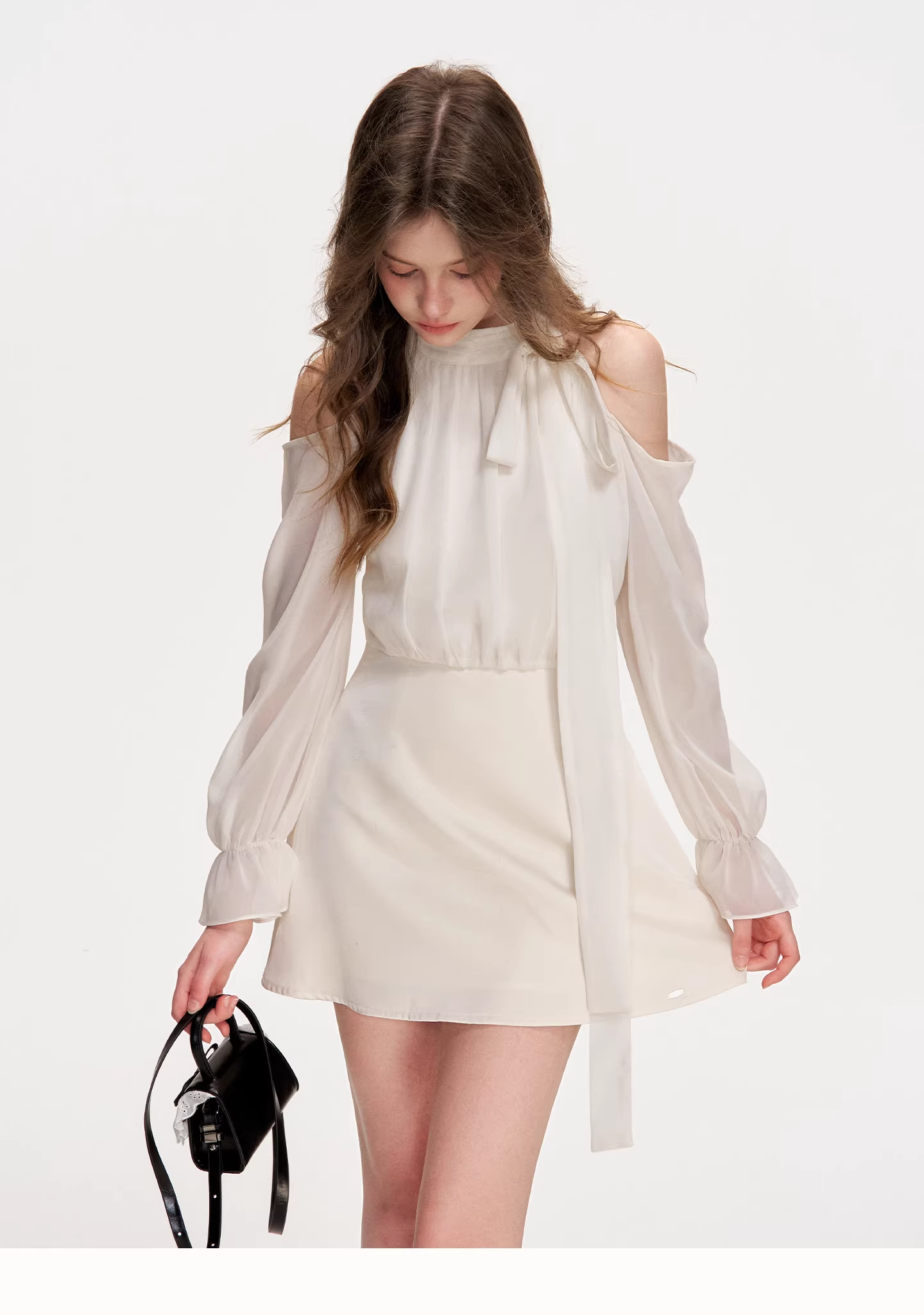 Kroche KR4060 Satin patchwork neck hanging dress