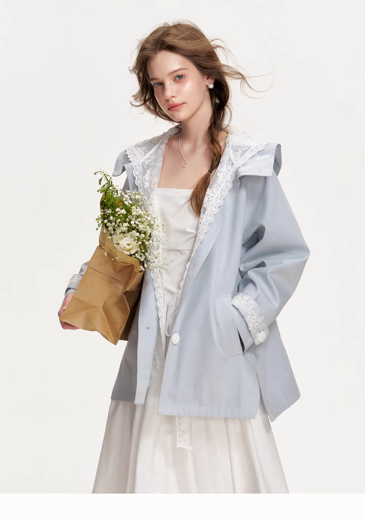 Kroche KZQ8020 Fake two-piece spliced windbreaker jacket