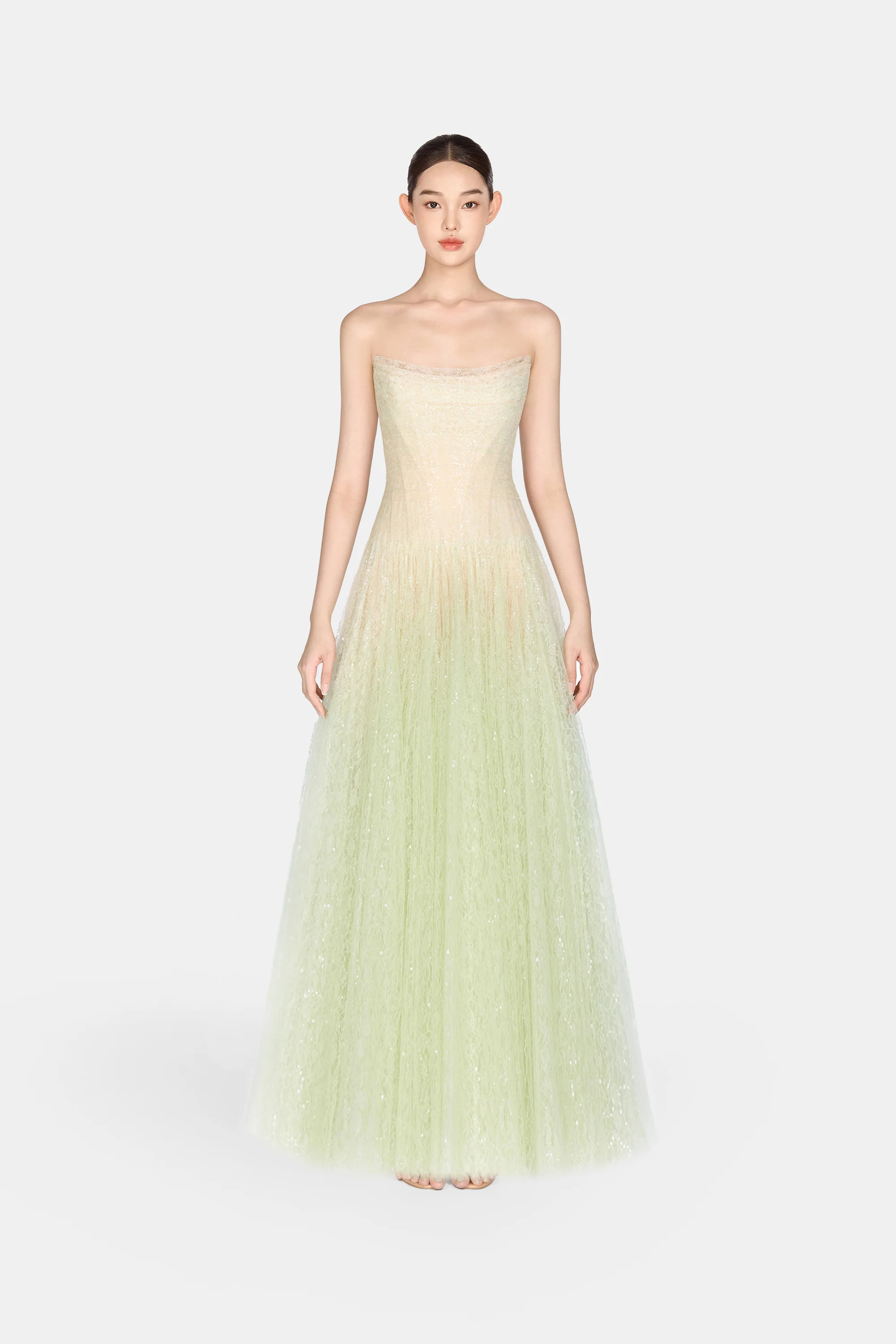 Montsand Draped Lace Maxi Dress-Mint
