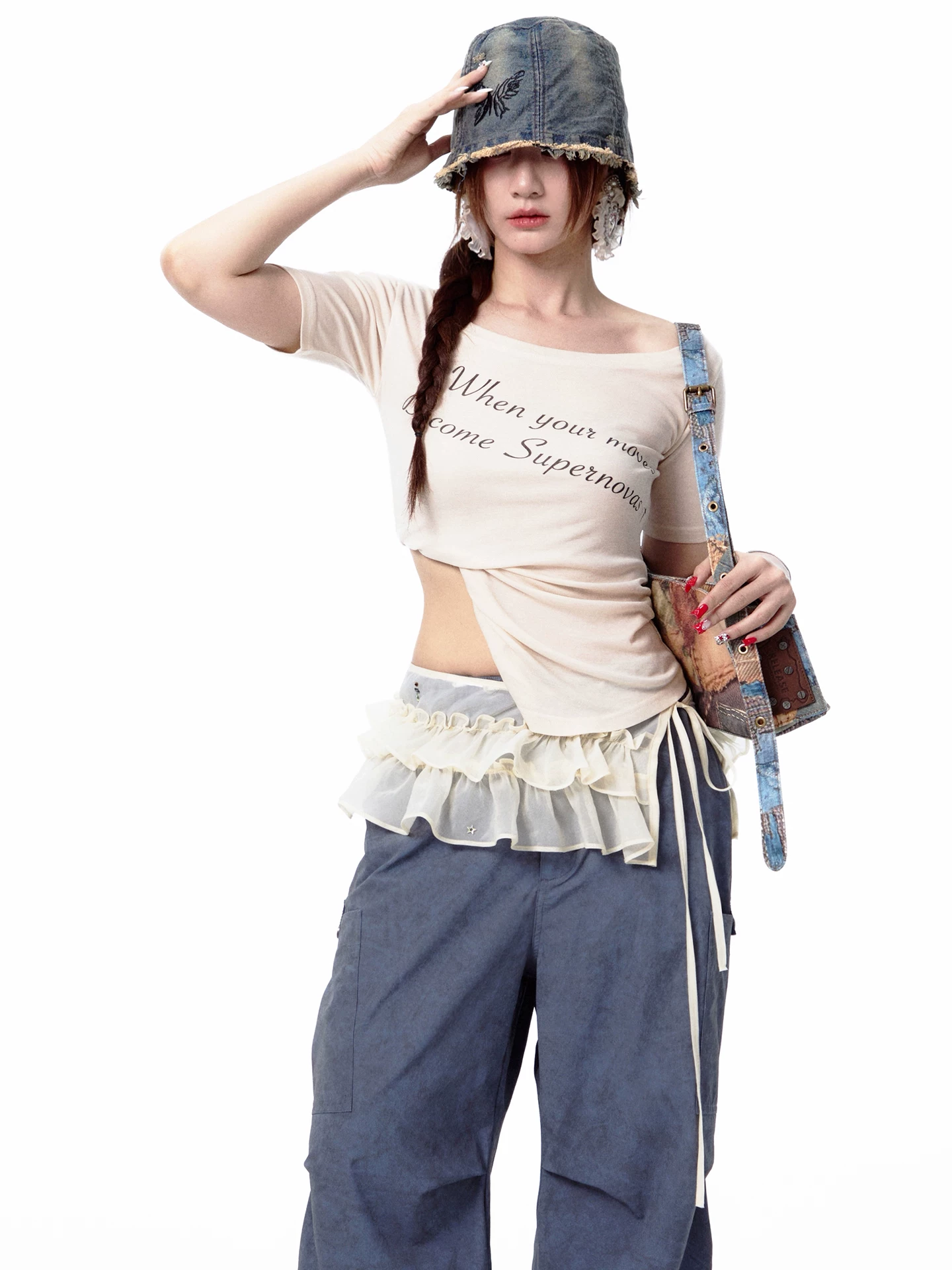 Nova Street Ice Silk One Shoulder Tee (3color)