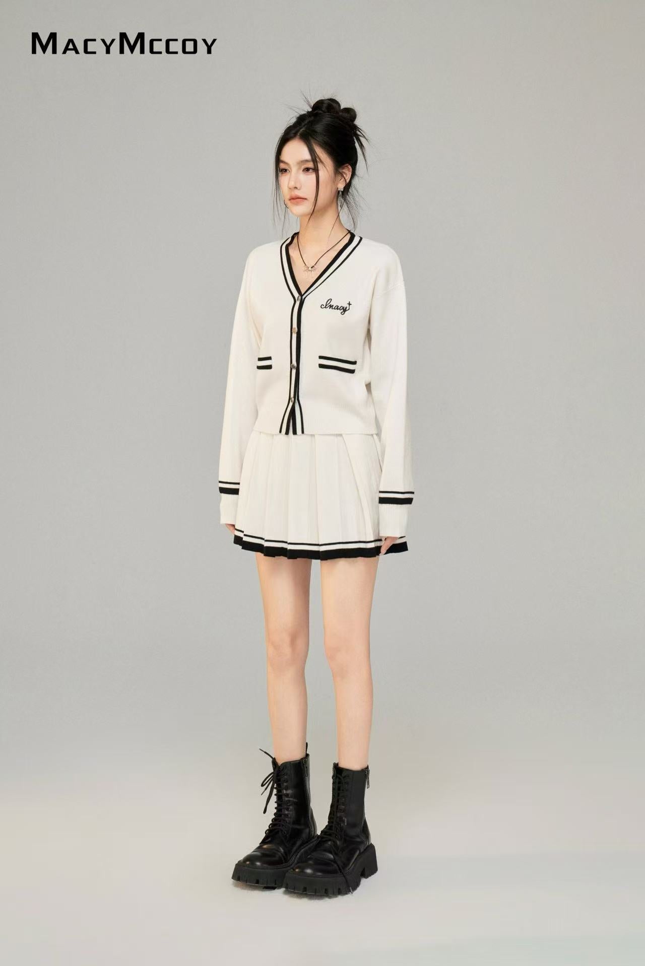 Macy Mccoy MMC2025010 Knitted cardigan + skirt set (2color)
