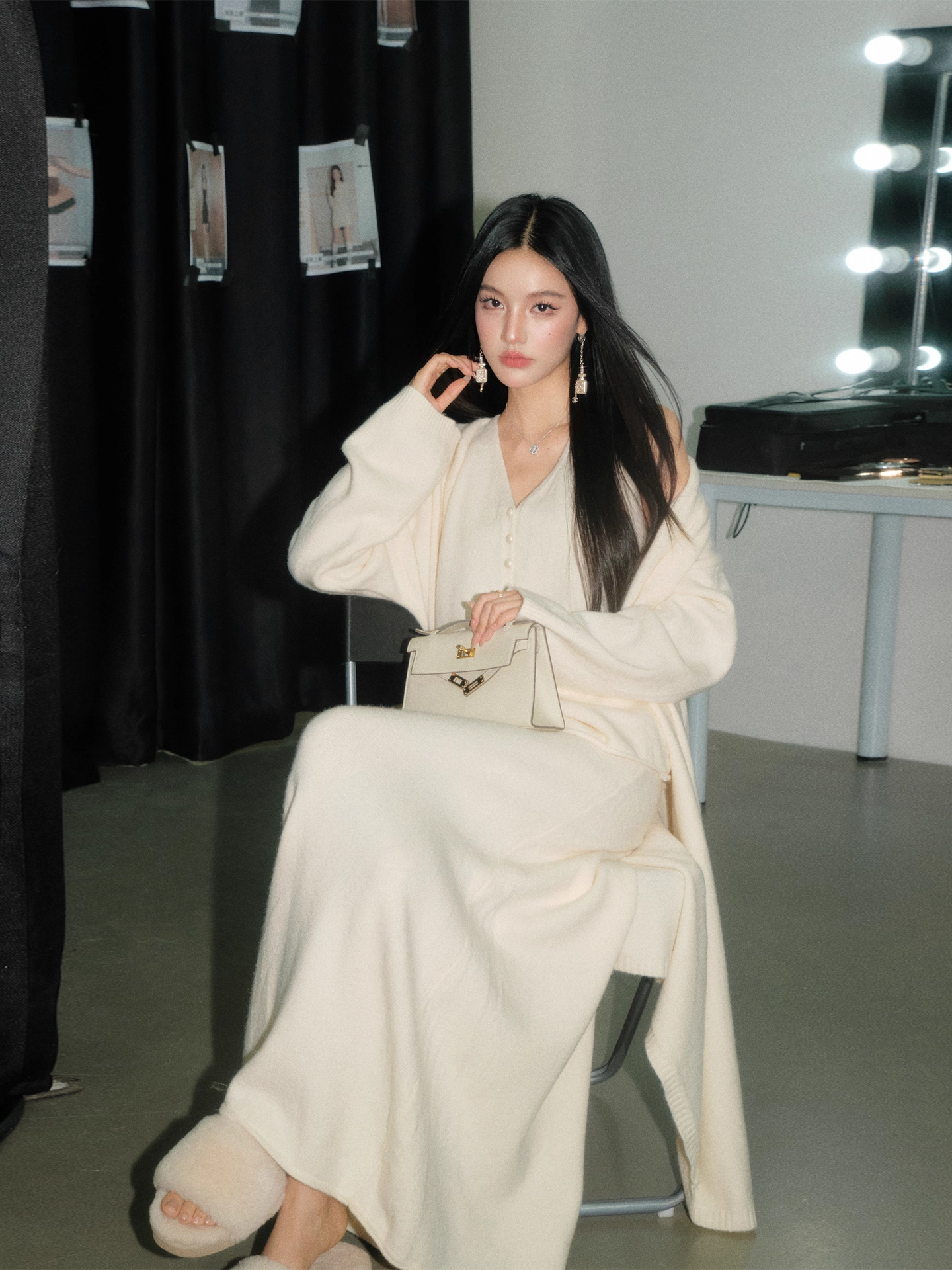 OLIVIA DUO DKS25344 Pearl-Buttoned Knit Coordinated Set