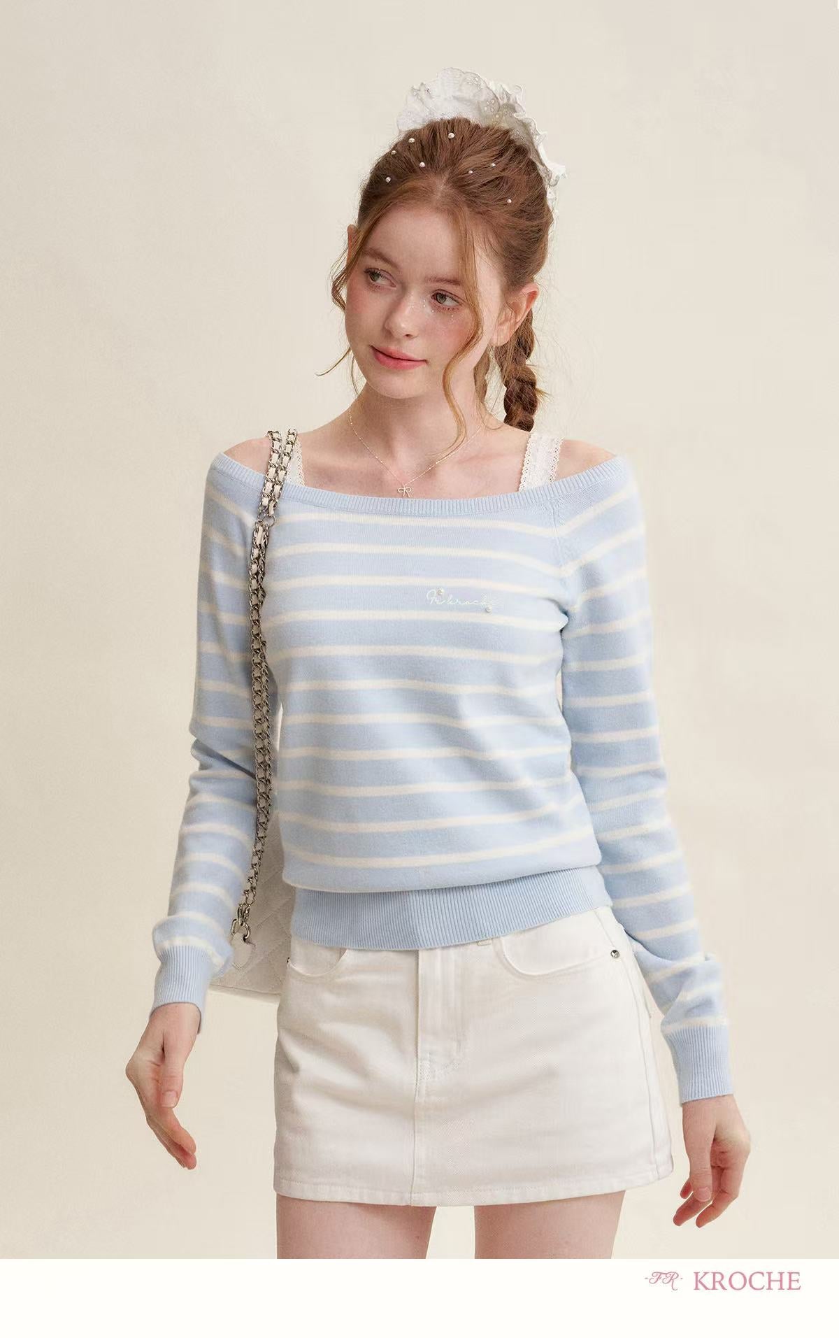 Kroche Striped loose knit sweater